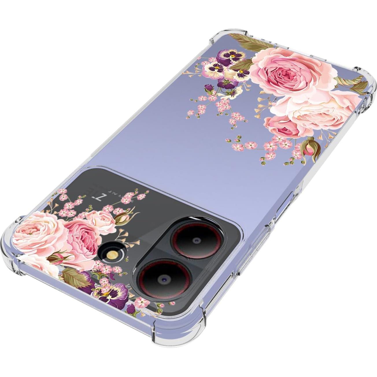 Funda TPU Antichoque Rosa para ZTE Blade A54 4G - Diseño Floral