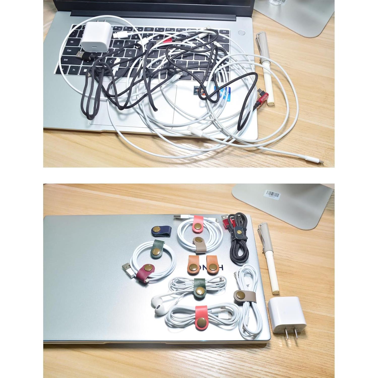 Organizador de Cables CAILLU Gris de Cuero para Auriculares