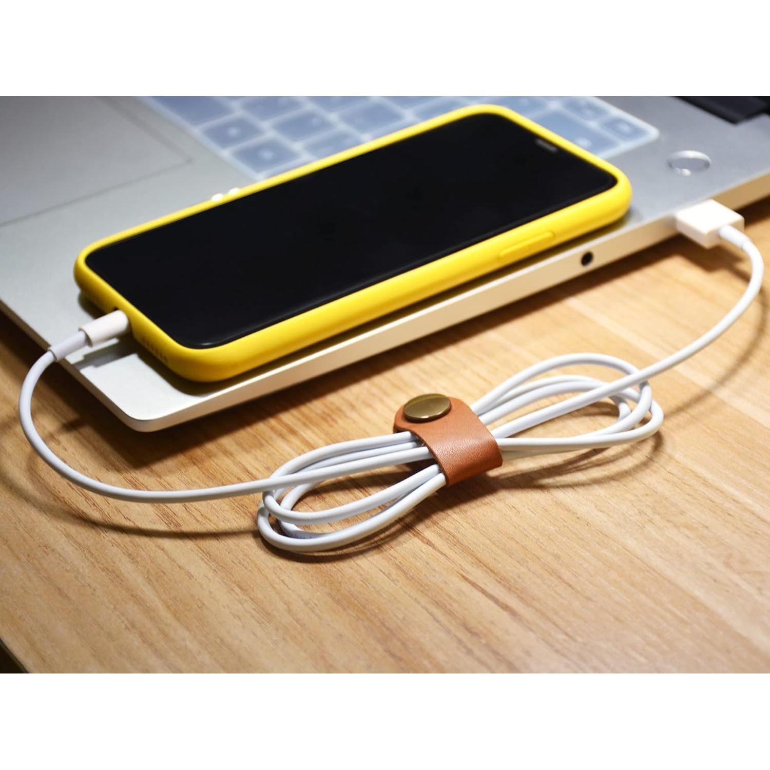 Organizador de Cables CAILLU Gris de Cuero para Auriculares