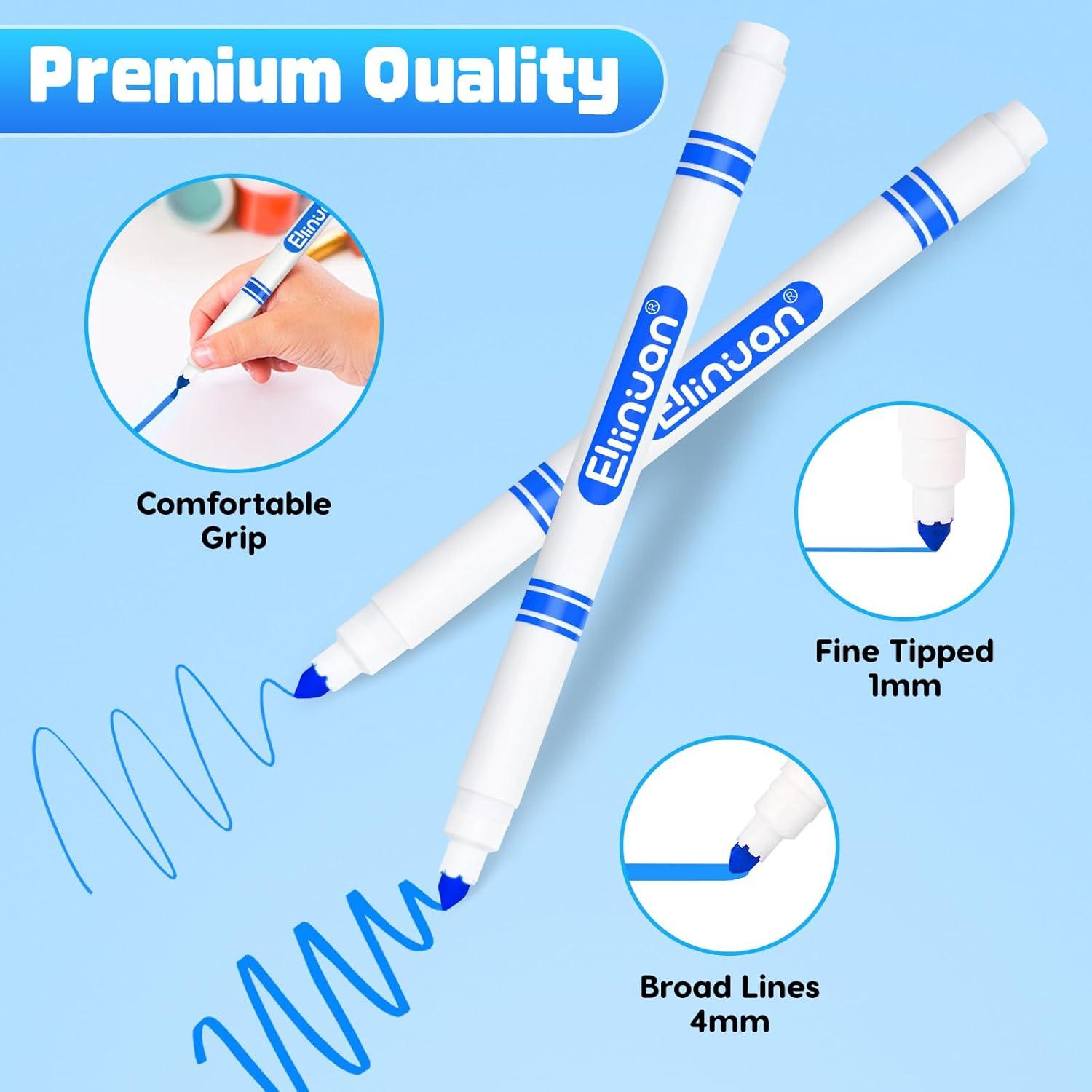 288 Marcadores Lavables Ellinjan 12 Colores Punta Cónica