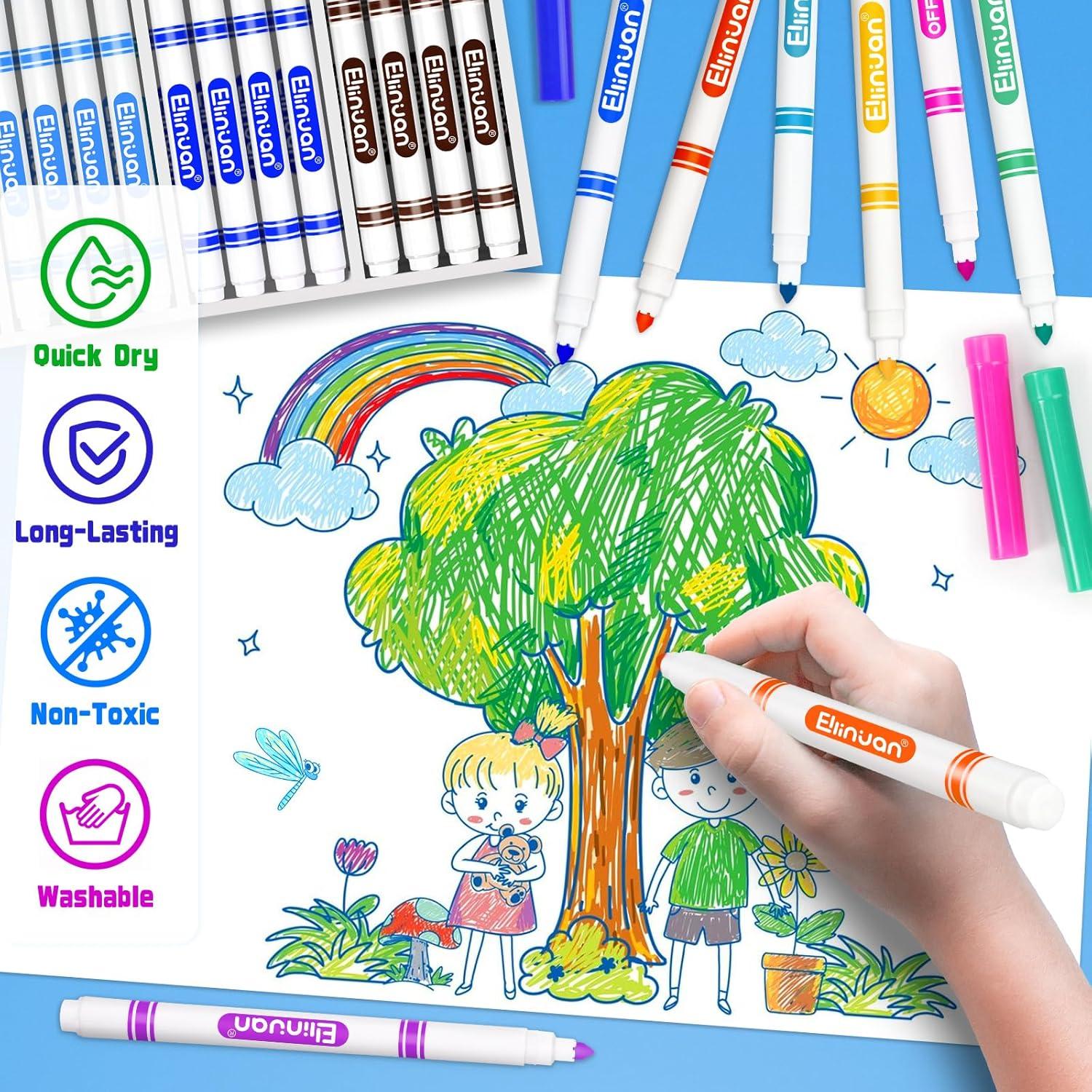 288 Marcadores Lavables Ellinjan 12 Colores Punta Cónica