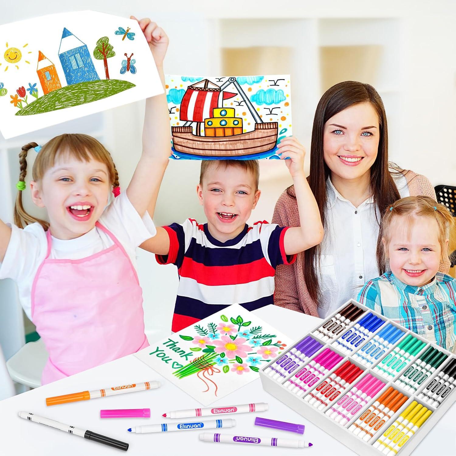 288 Marcadores Lavables Ellinjan 12 Colores Punta Cónica