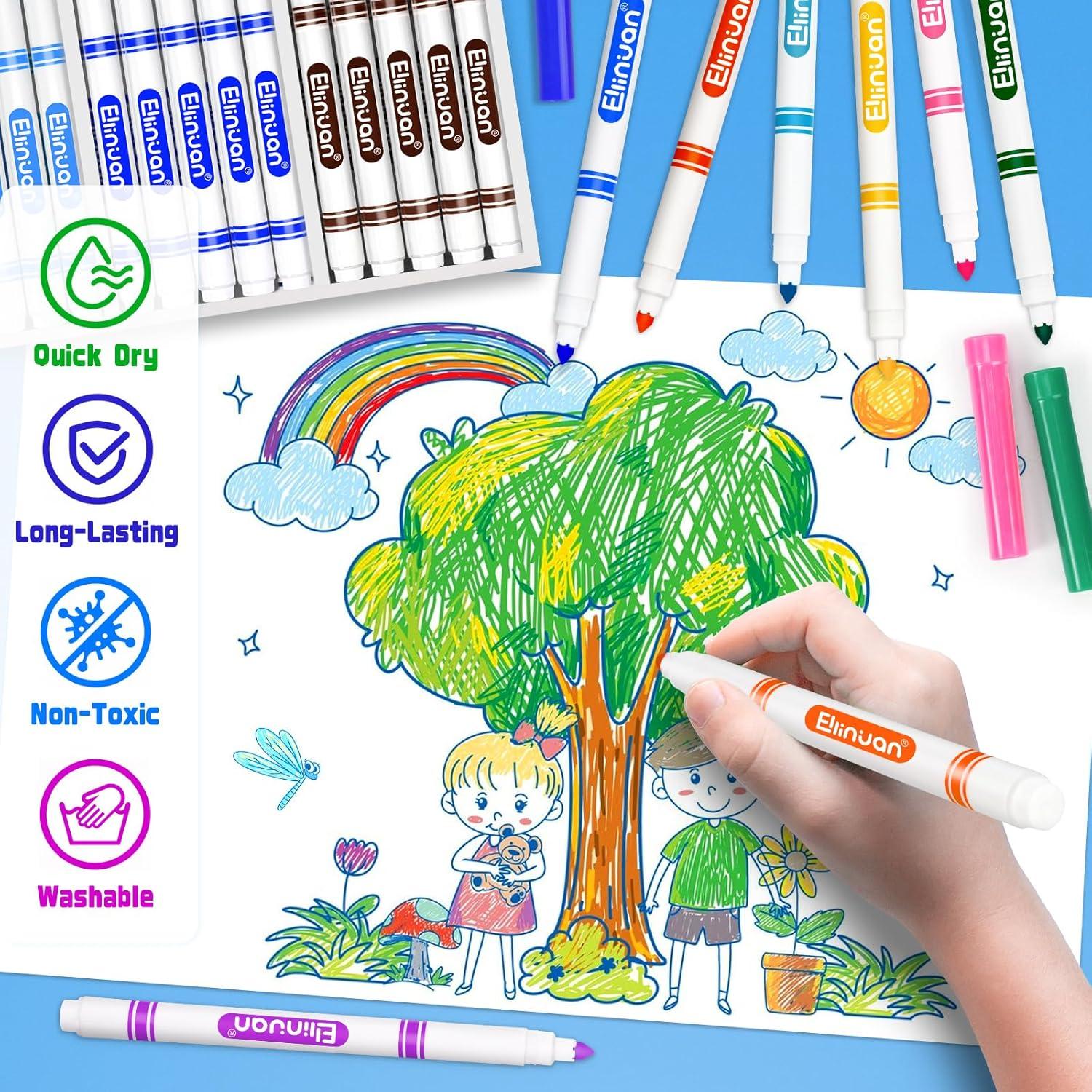 Marcadores Lavables Ellinjan 200 Pzs 10 Colores Punta Fina