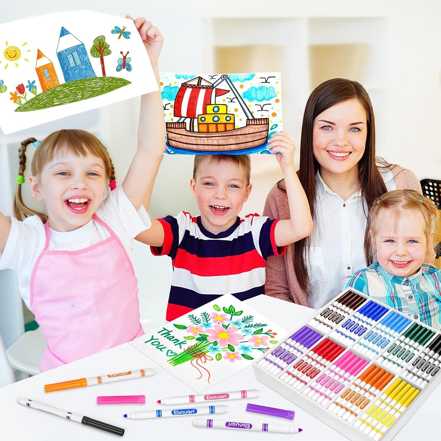 Marcadores Lavables Ellinjan 200 Pzs 10 Colores Punta Fina