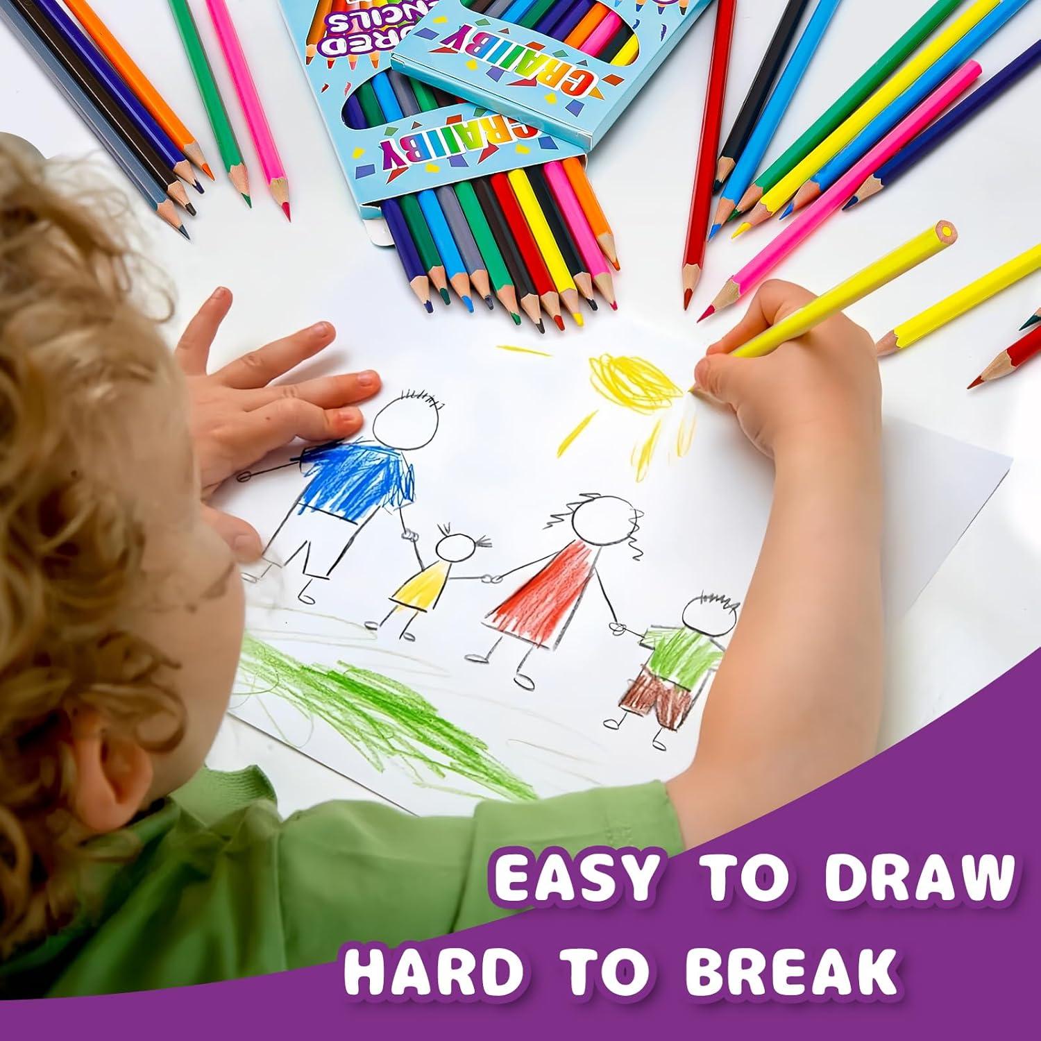 Lápices de Colores Craiiby, 144 Unidades, Multicolor, Suave