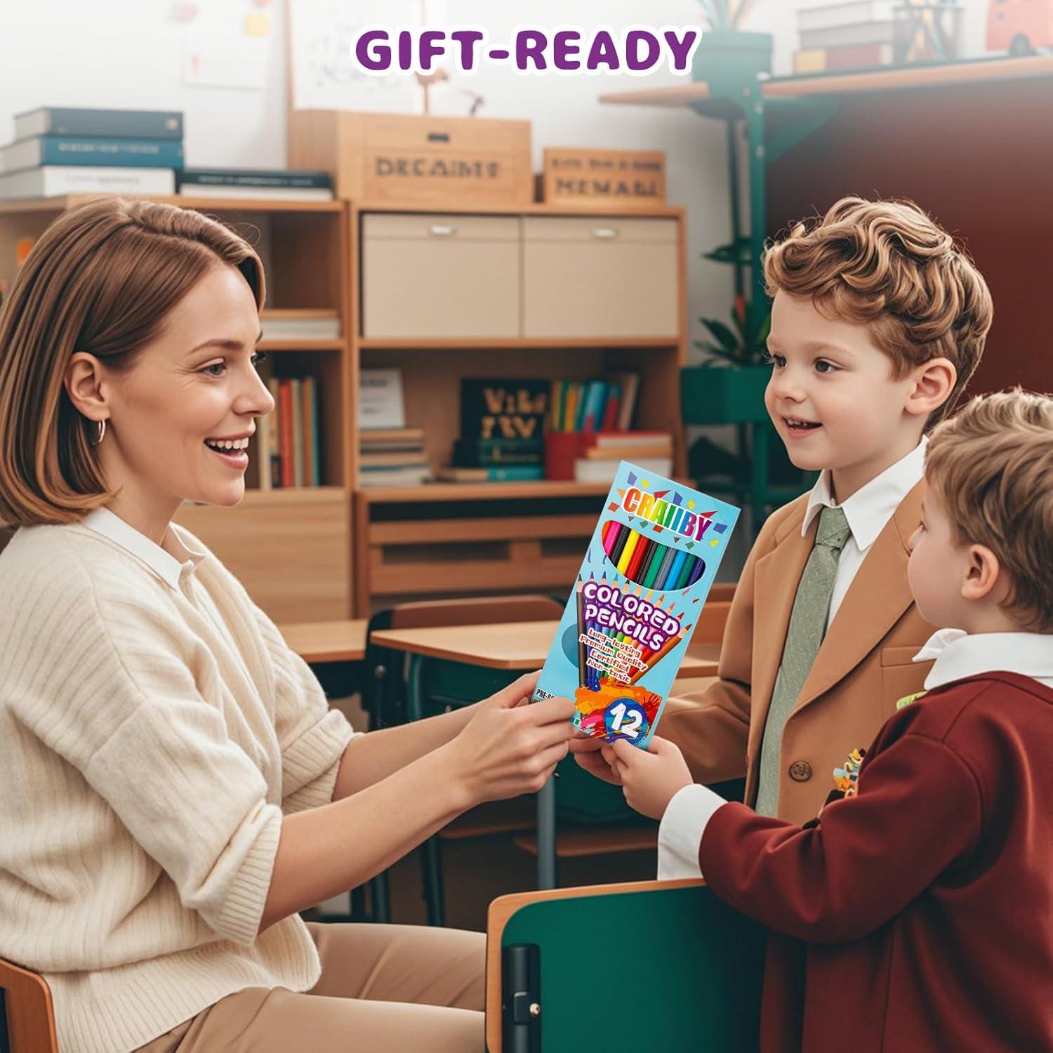 Lápices de Colores Craiiby, 144 Unidades, Multicolor, Suave