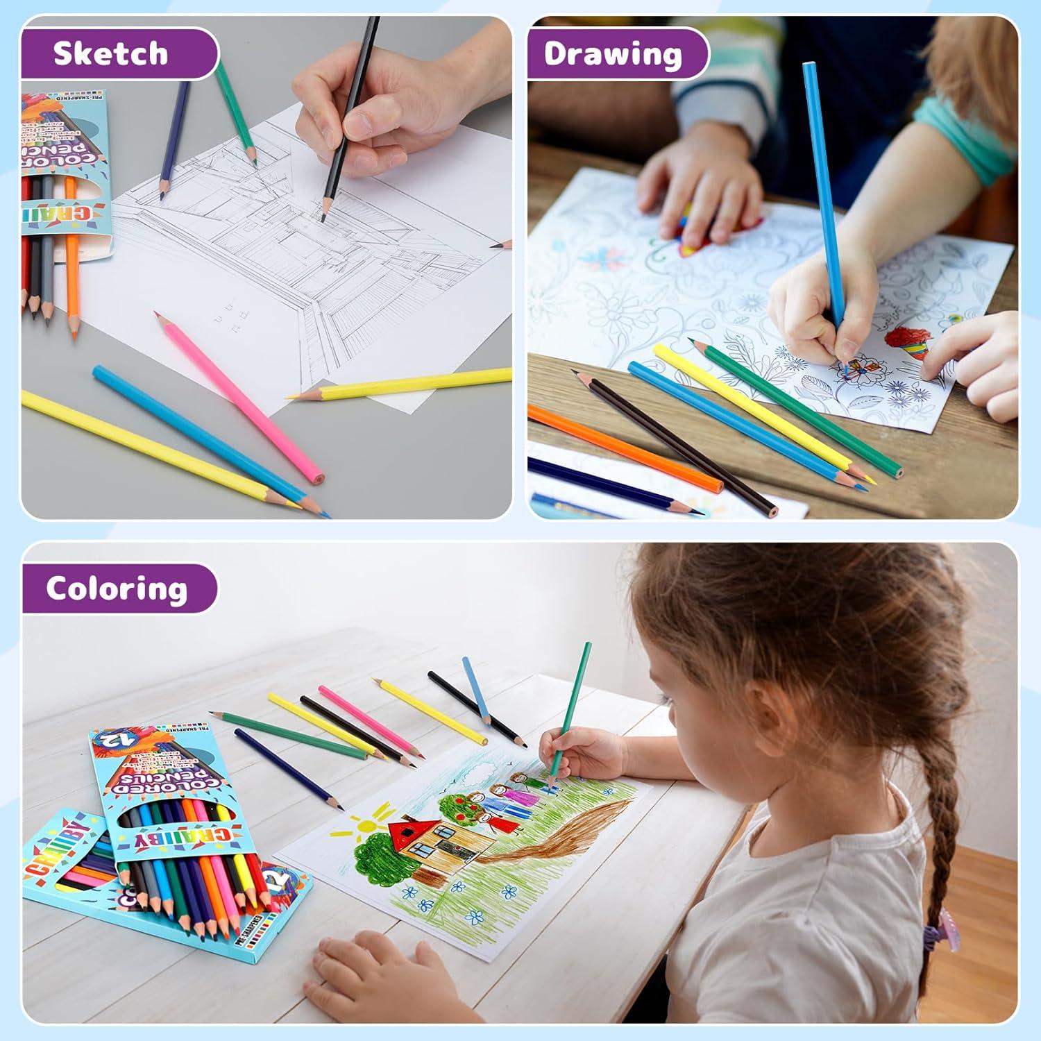 Lápices de Colores Craiiby, 144 Unidades, Multicolor, Suave