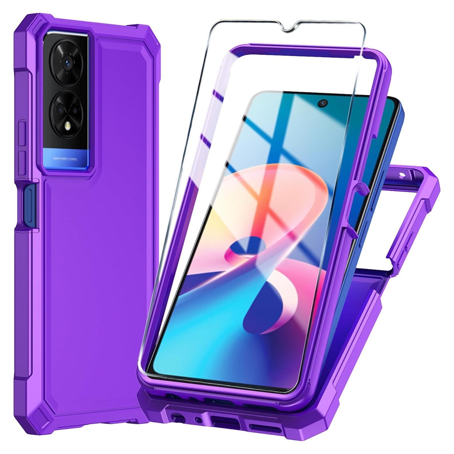 Funda protectora TCL 50 XE 5G con vidrio templado púrpura