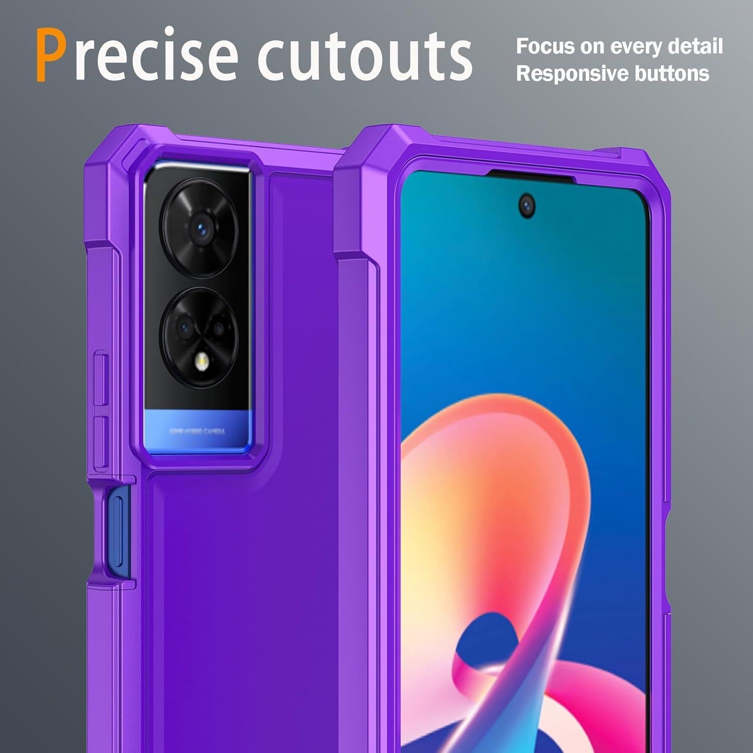 Funda protectora TCL 50 XE 5G con vidrio templado púrpura