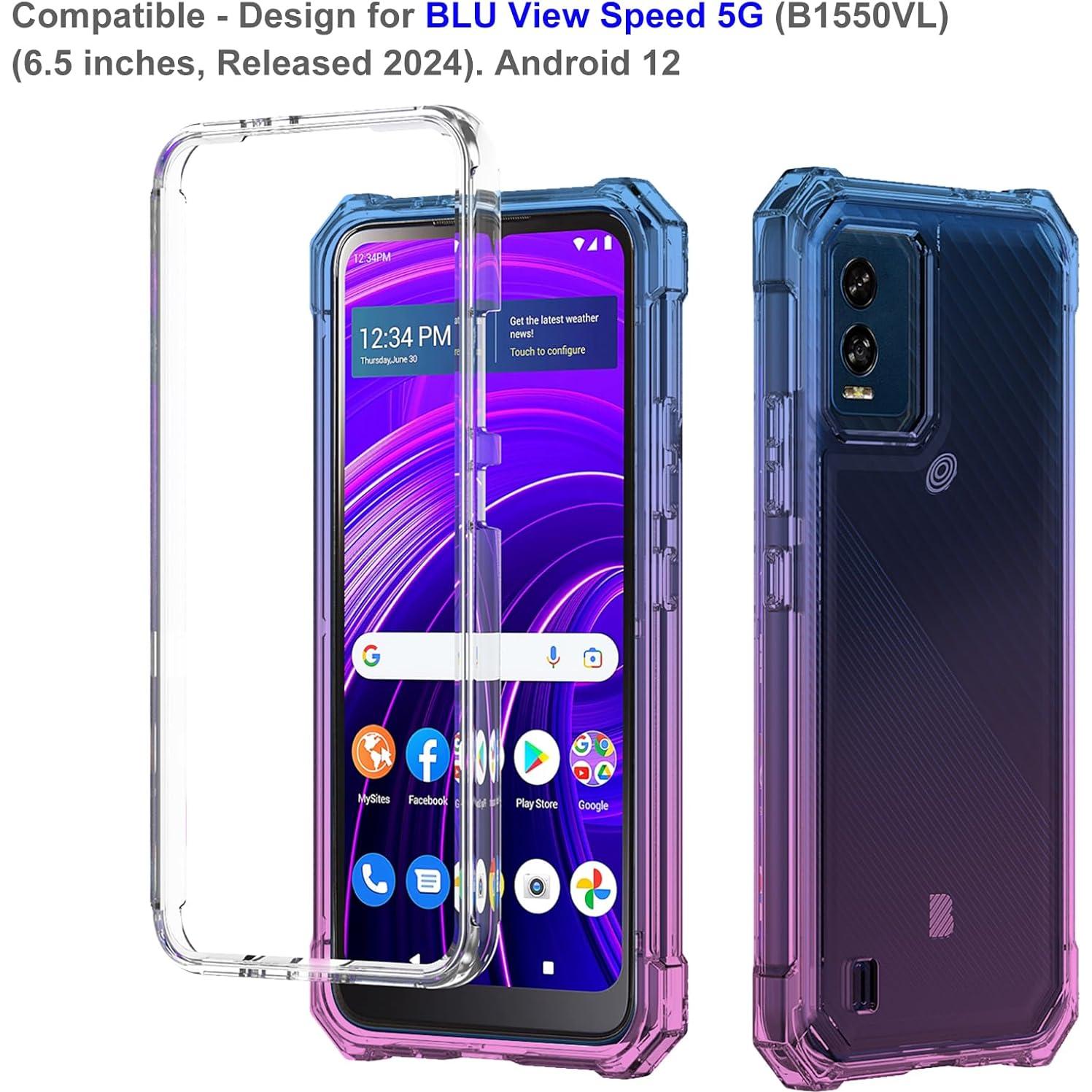 Funda Ailiber para BLU View Speed 5G - Doble Capa Azul Rosa