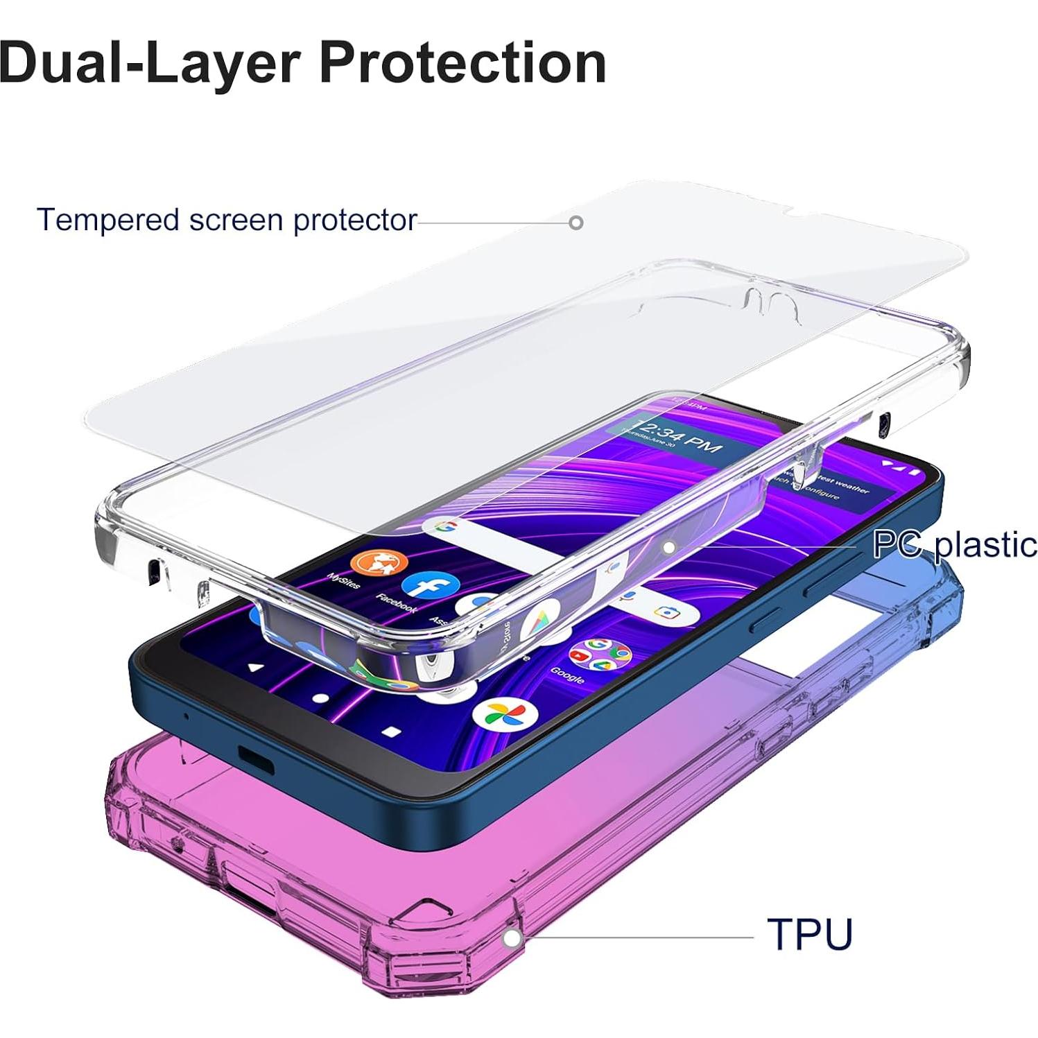 Funda Ailiber para BLU View Speed 5G - Doble Capa Azul Rosa