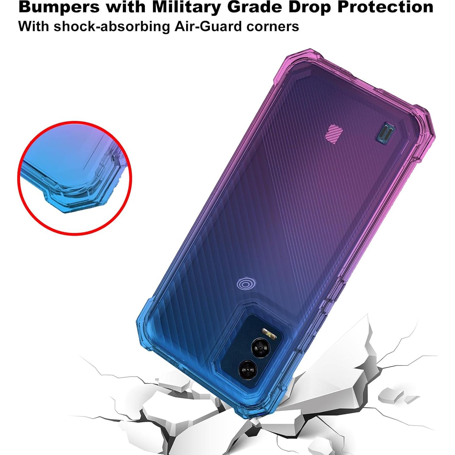 Funda Ailiber para BLU View Speed 5G - Doble Capa Azul Rosa