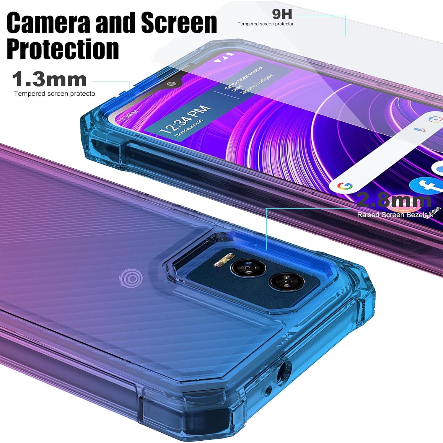Funda Ailiber para BLU View Speed 5G - Doble Capa Azul Rosa