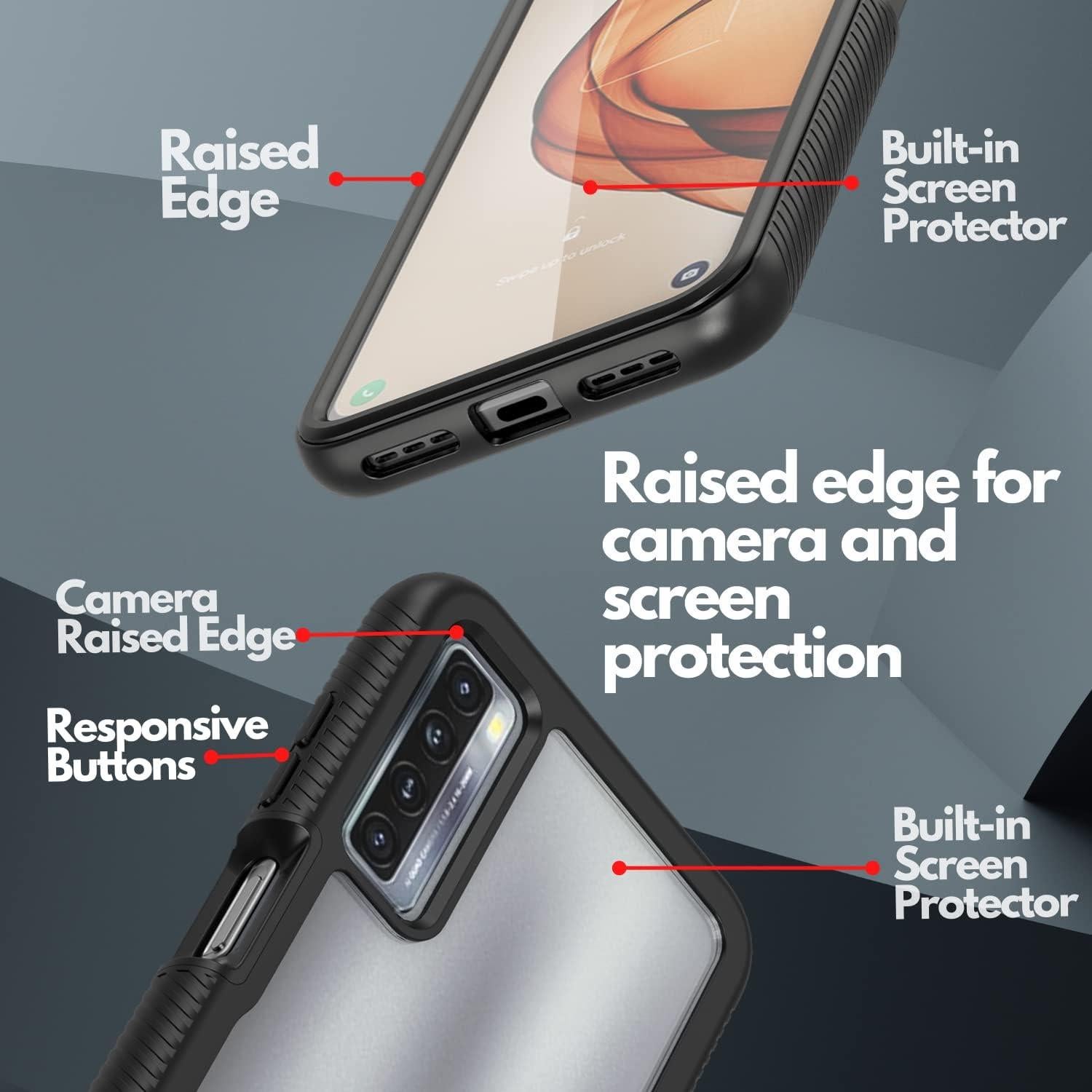 Funda de teléfono Cbus para TCL 20s con protector pantalla negro