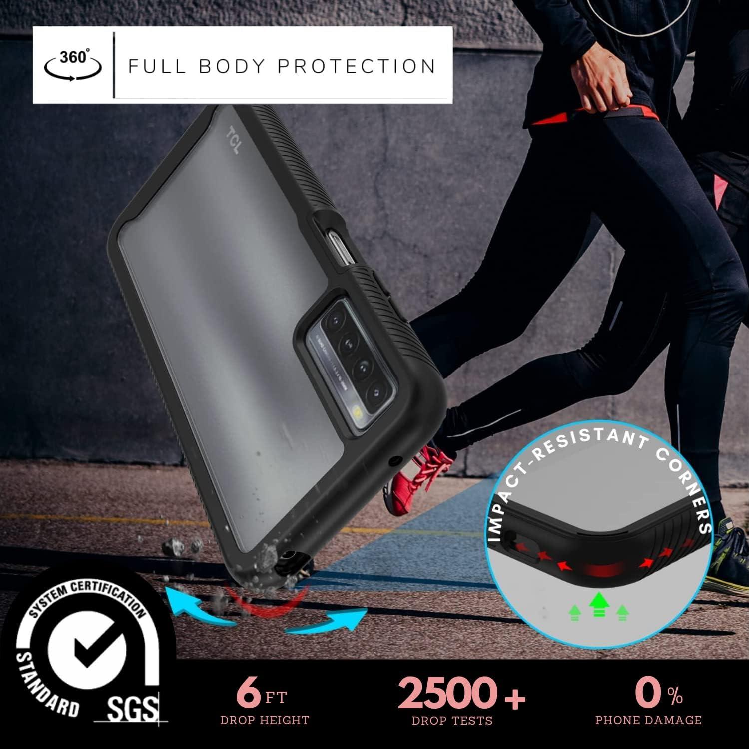 Funda de teléfono Cbus para TCL 20s con protector pantalla negro