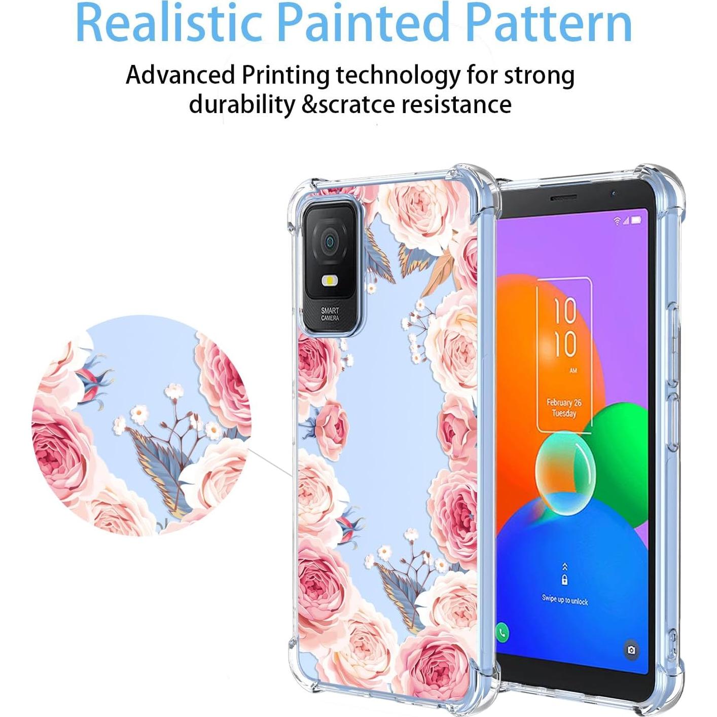 Funda TPU Floral Rosa para TCL 403 - Protección Antigolpes