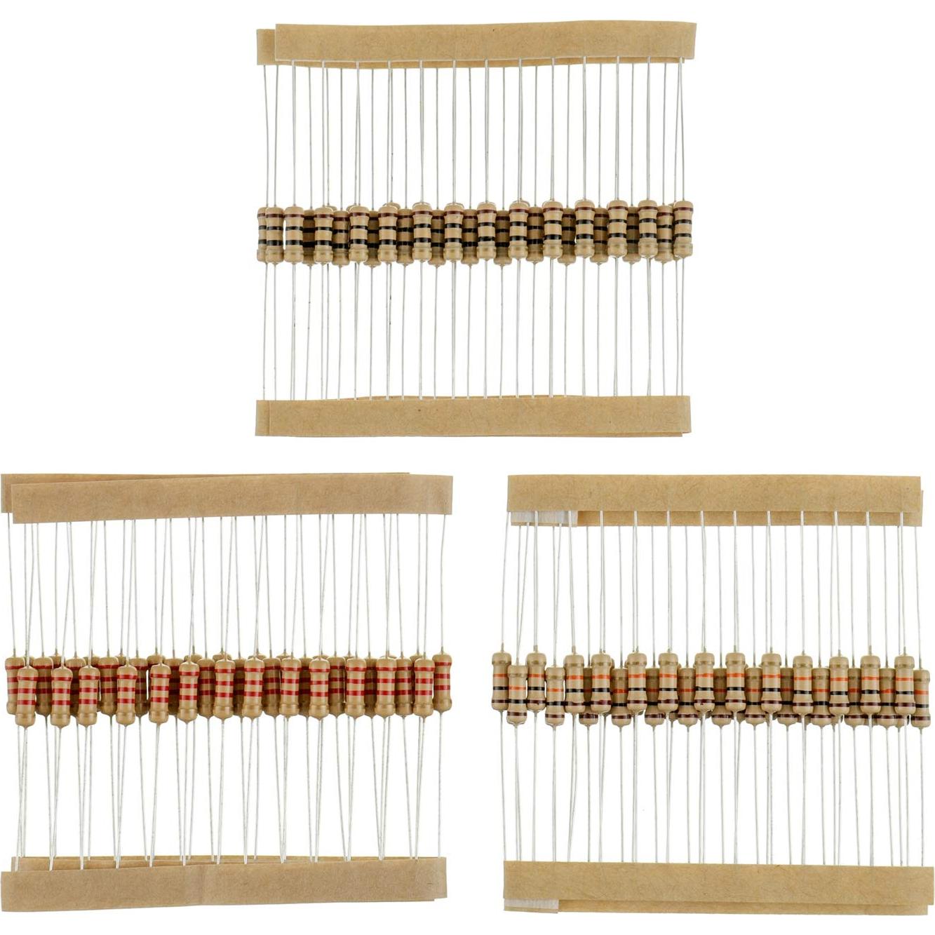 Kit de Resistencias BOJACK 1000 Pcs 25 Valores 1 Ohm-1M Ohm 1/2W