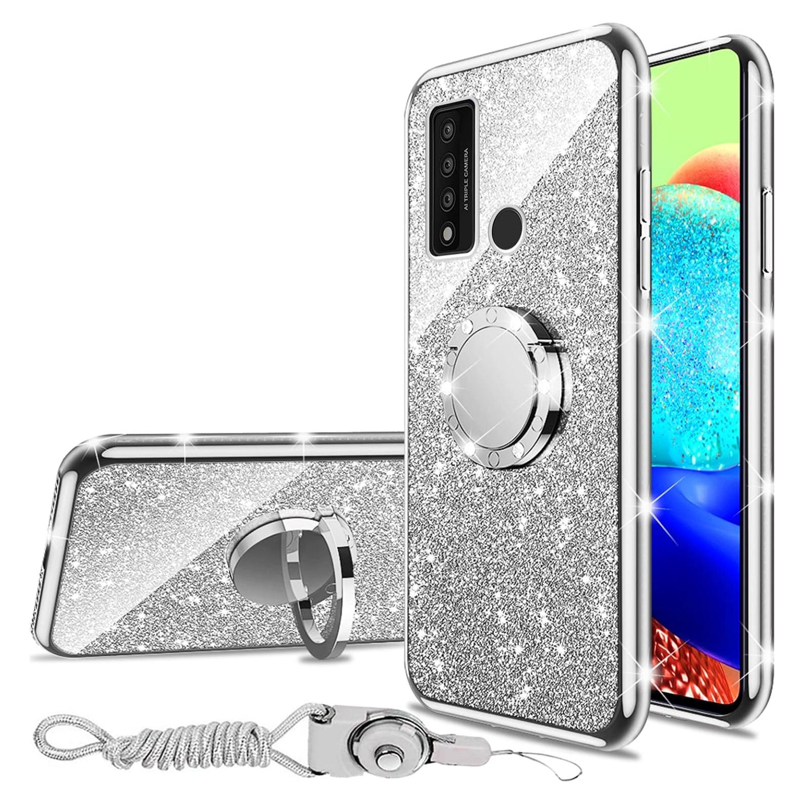 Funda TCL 20 XE Plata con Soporte y Cordón - TPU Brillante