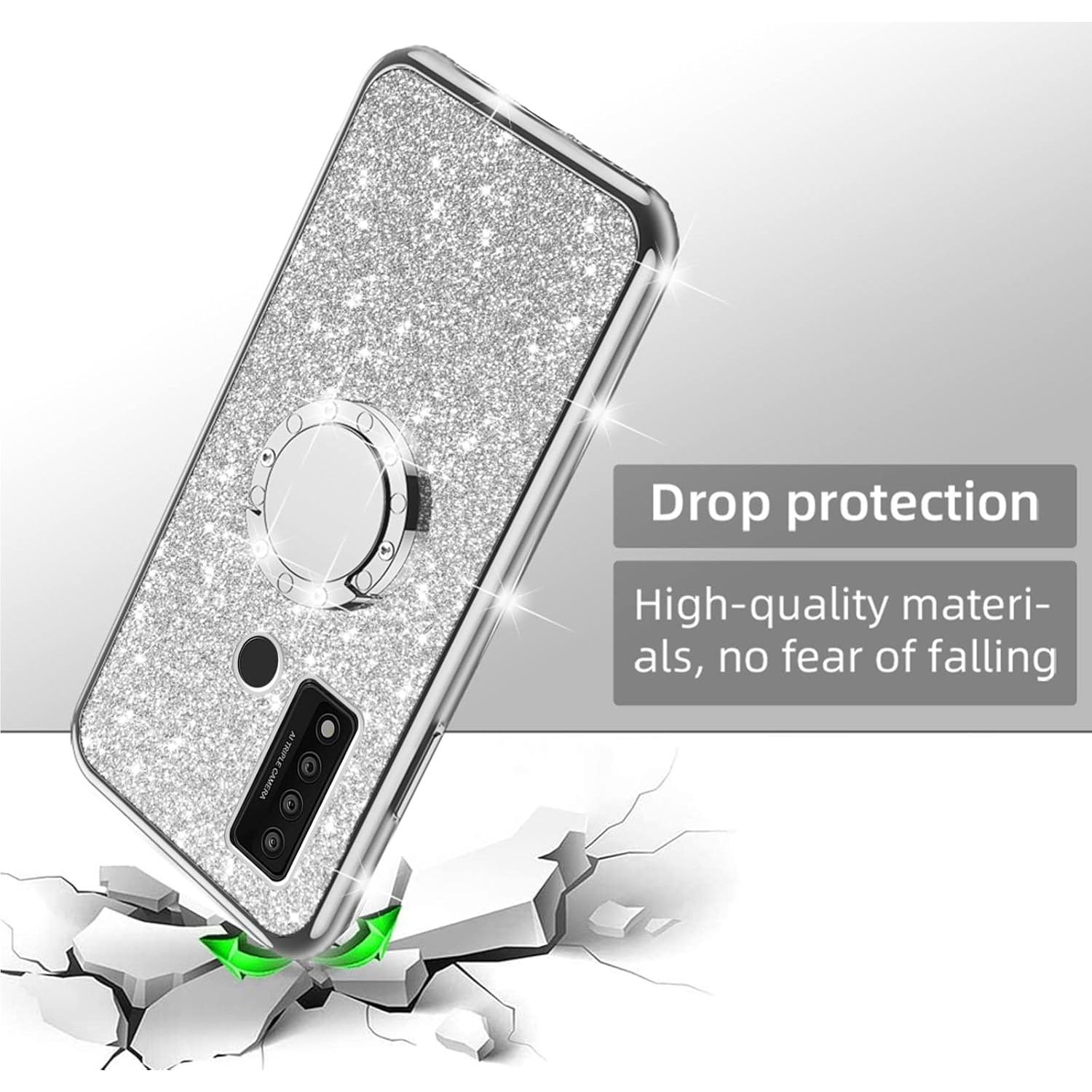 Funda TCL 20 XE Plata con Soporte y Cordón - TPU Brillante