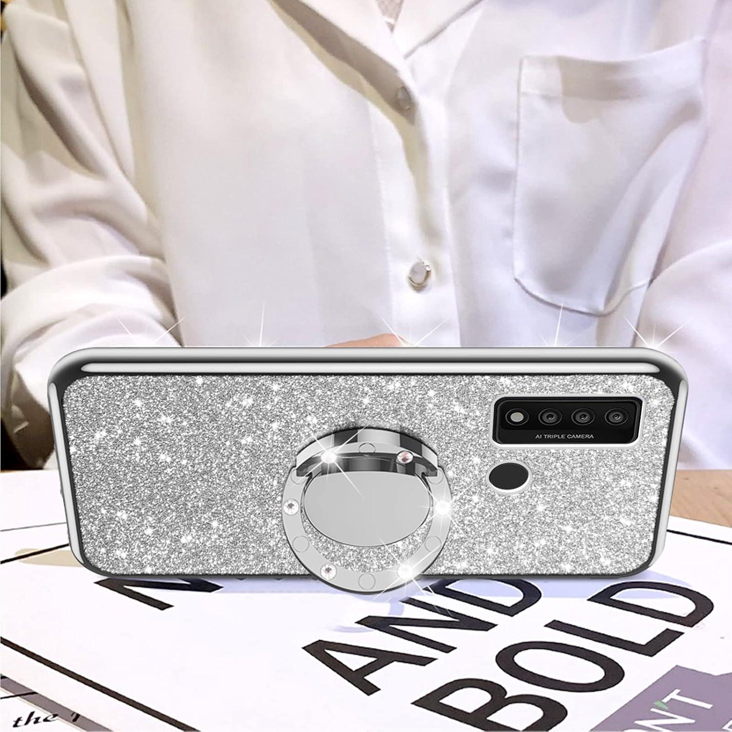 Funda TCL 20 XE Plata con Soporte y Cordón - TPU Brillante