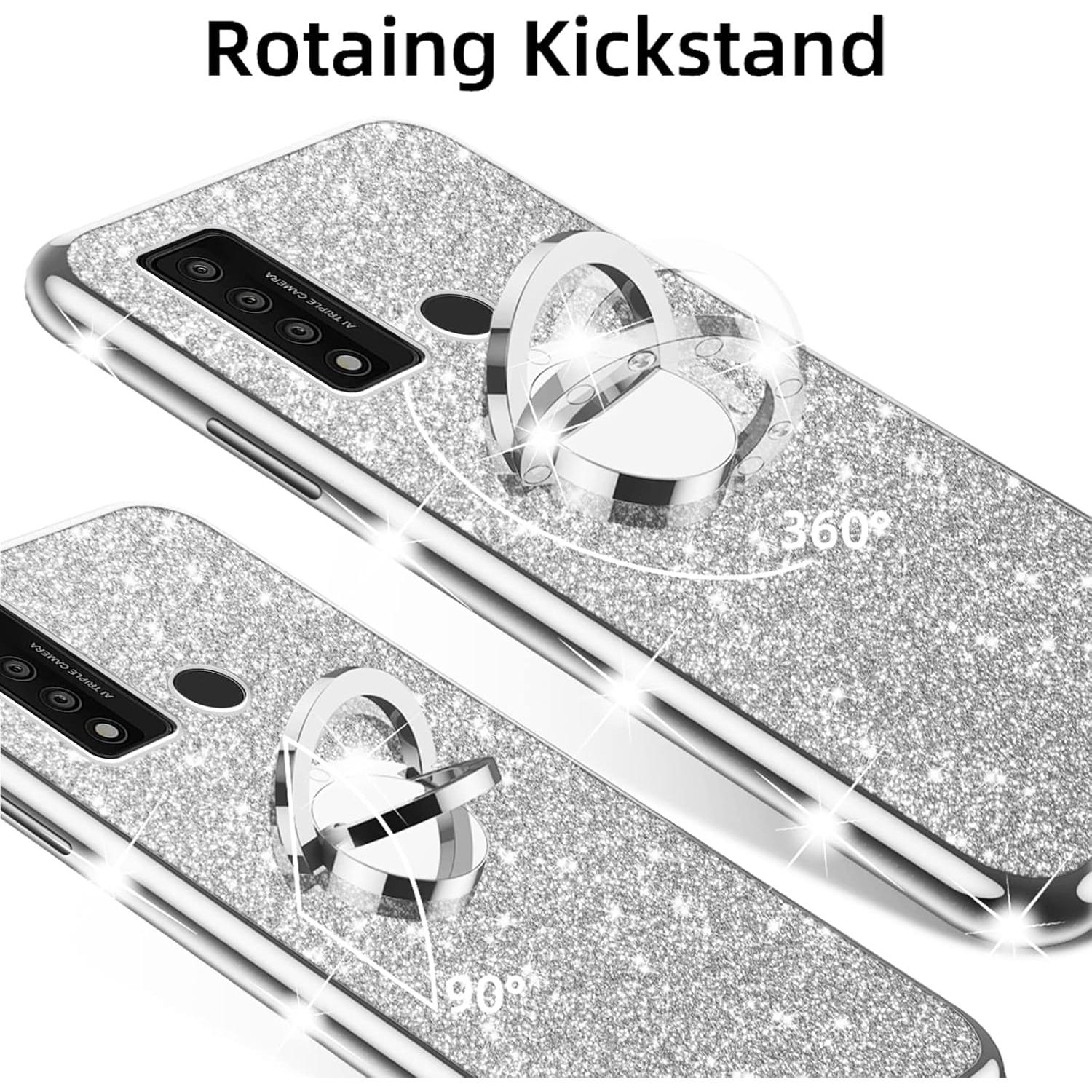 Funda TCL 20 XE Plata con Soporte y Cordón - TPU Brillante