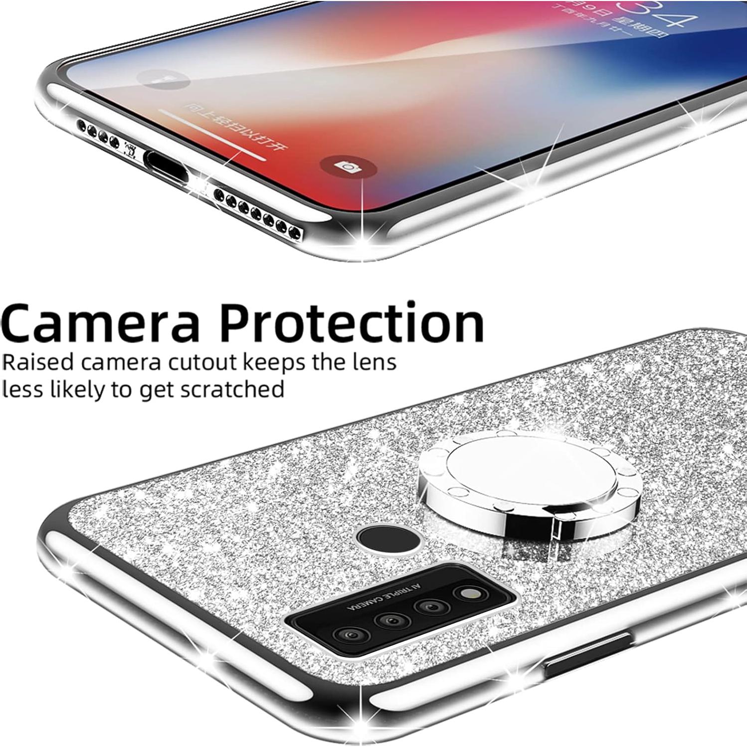 Funda TCL 20 XE Plata con Soporte y Cordón - TPU Brillante