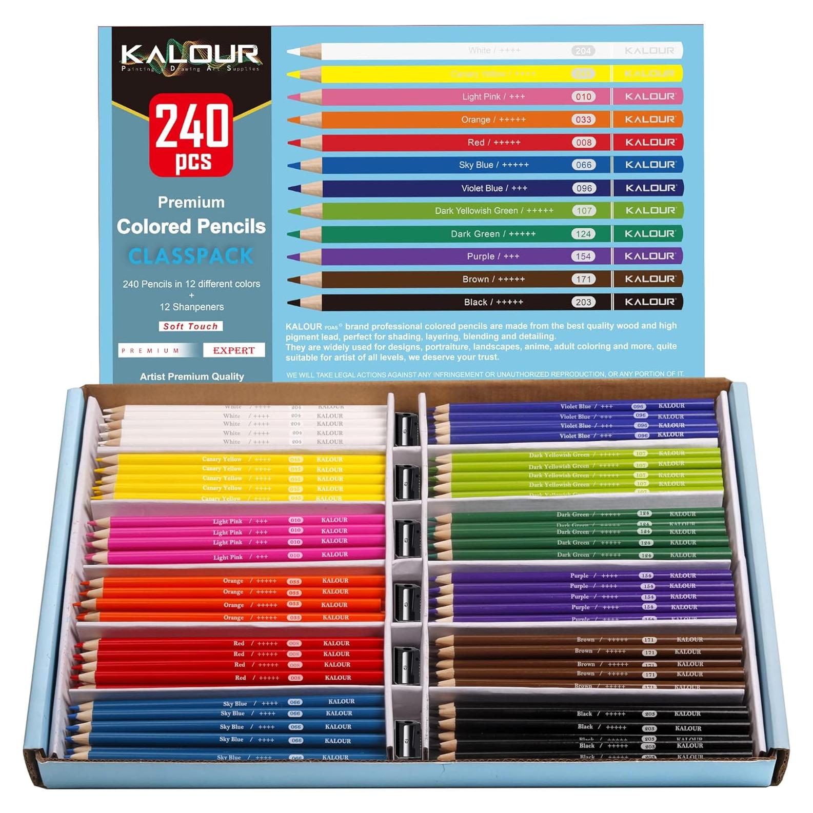 Lápices de Colores KALOUR Premium 240 Unidades Asortidos