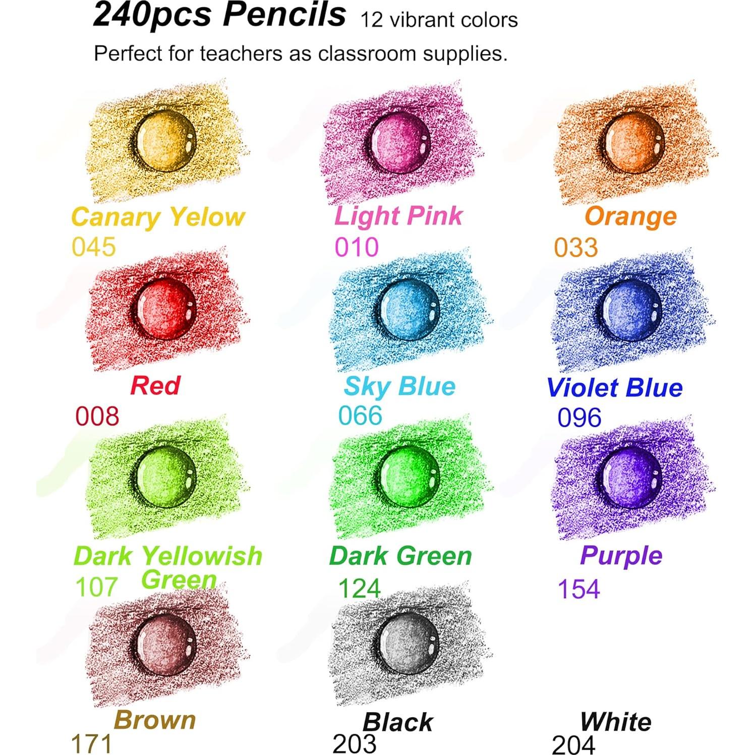 Lápices de Colores KALOUR Premium 240 Unidades Asortidos