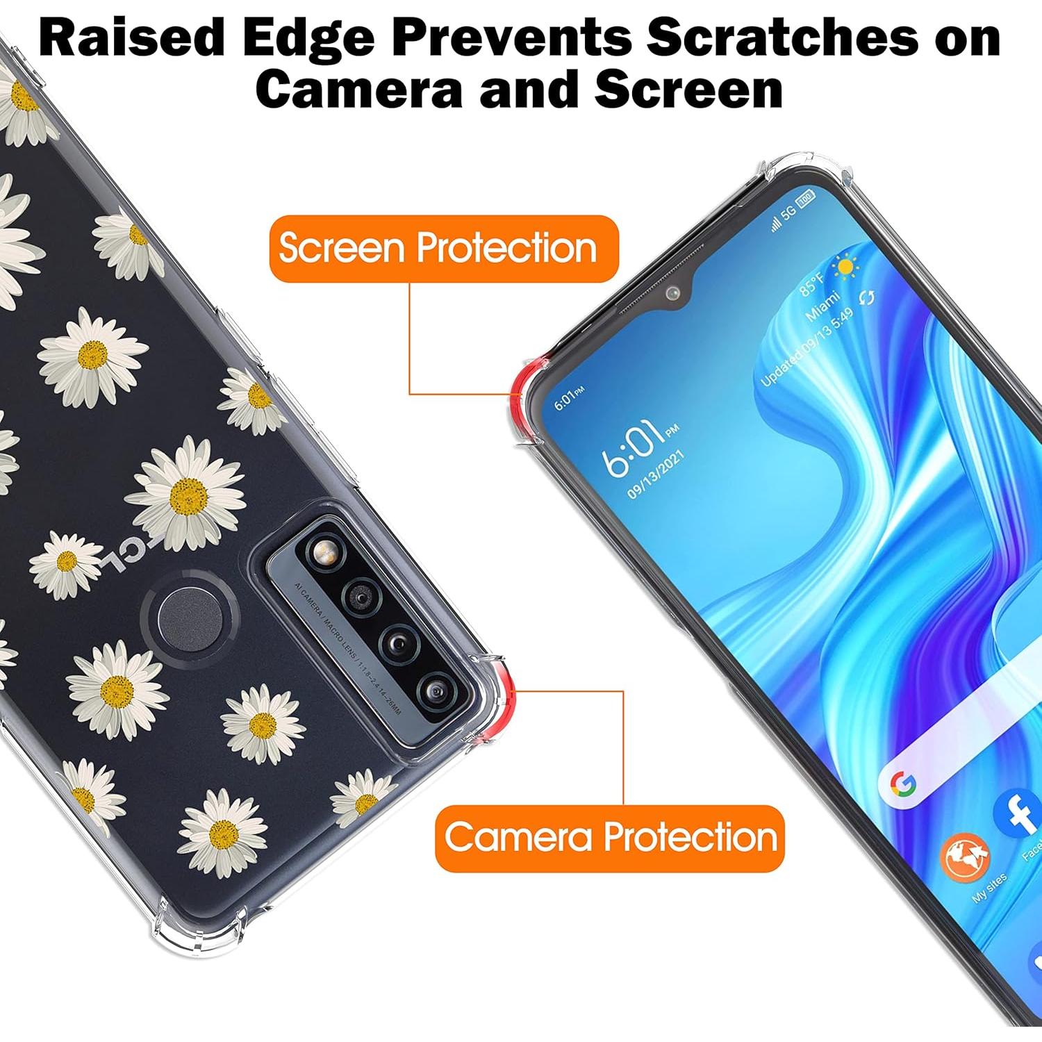 Funda de silicona transparente Romozi para Alcatel TCL 4X 5G - 3 unidades