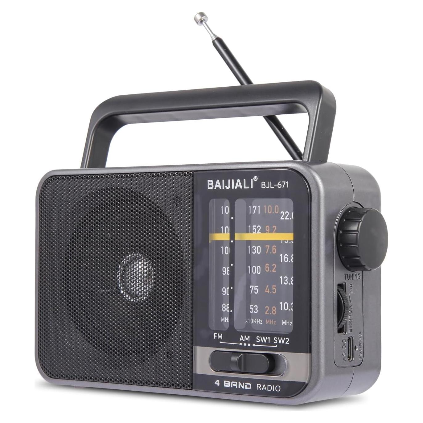 Radio Transistor AM/FM Portátil BAIJIALI BJL-671 con Altavoz 5W