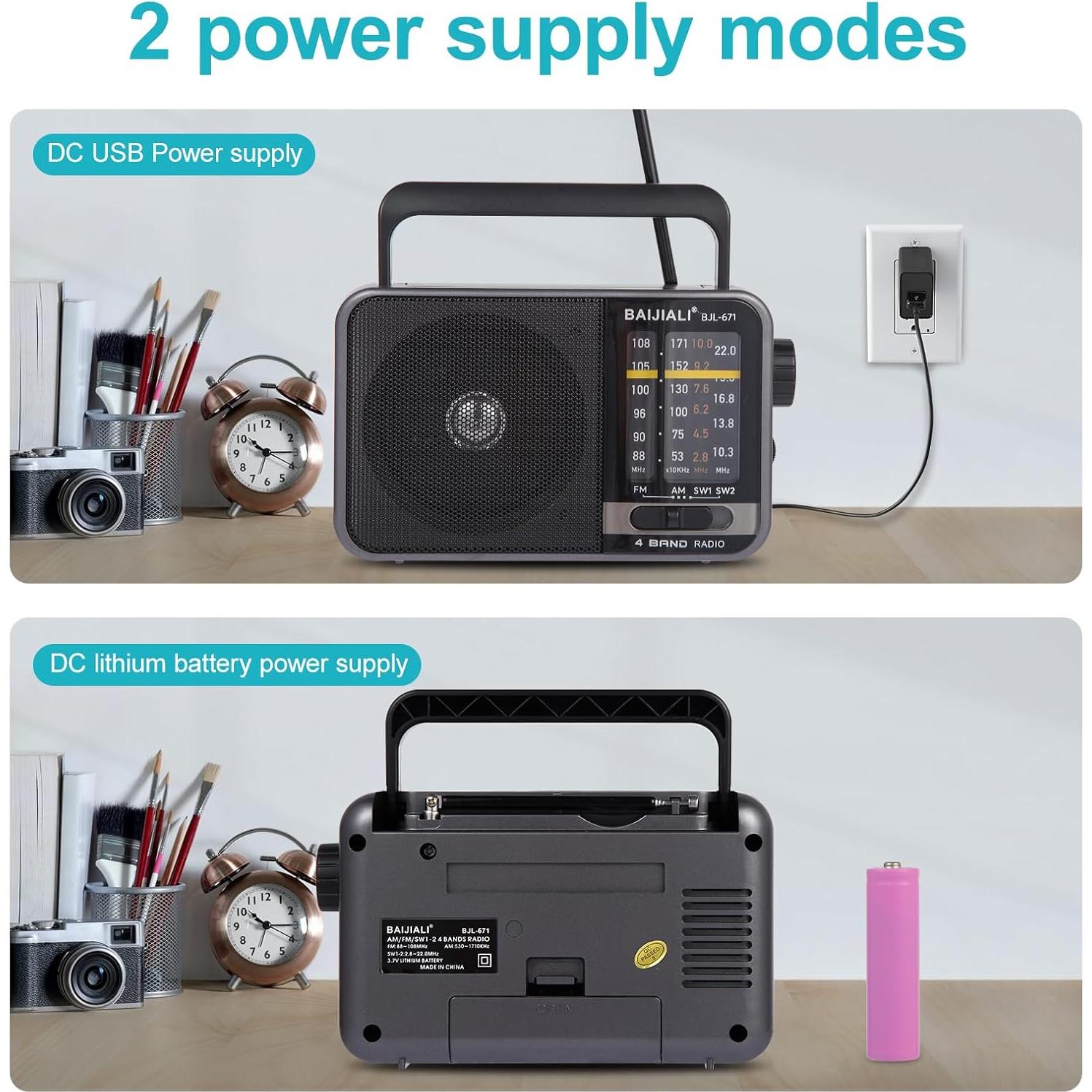 Radio Transistor AM/FM Portátil BAIJIALI BJL-671 con Altavoz 5W