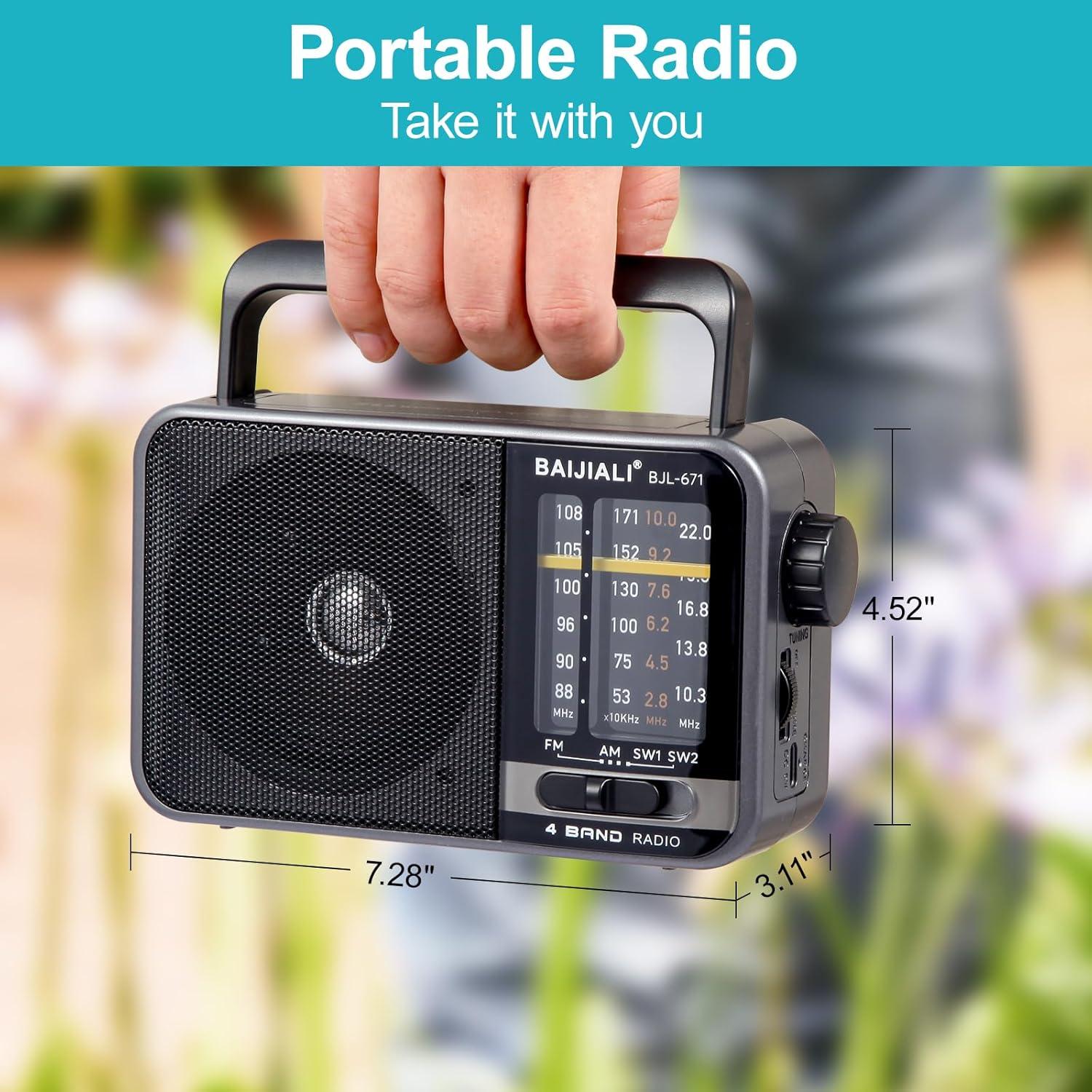 Radio Transistor AM/FM Portátil BAIJIALI BJL-671 con Altavoz 5W