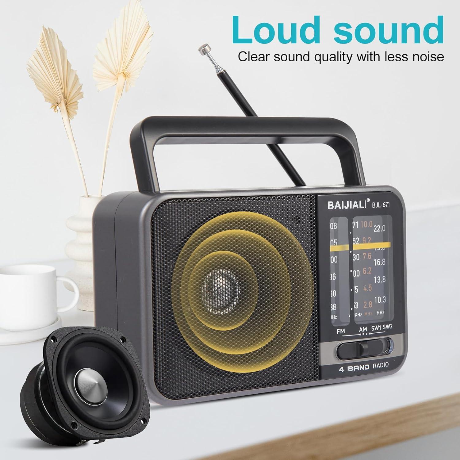 Radio Transistor AM/FM Portátil BAIJIALI BJL-671 con Altavoz 5W