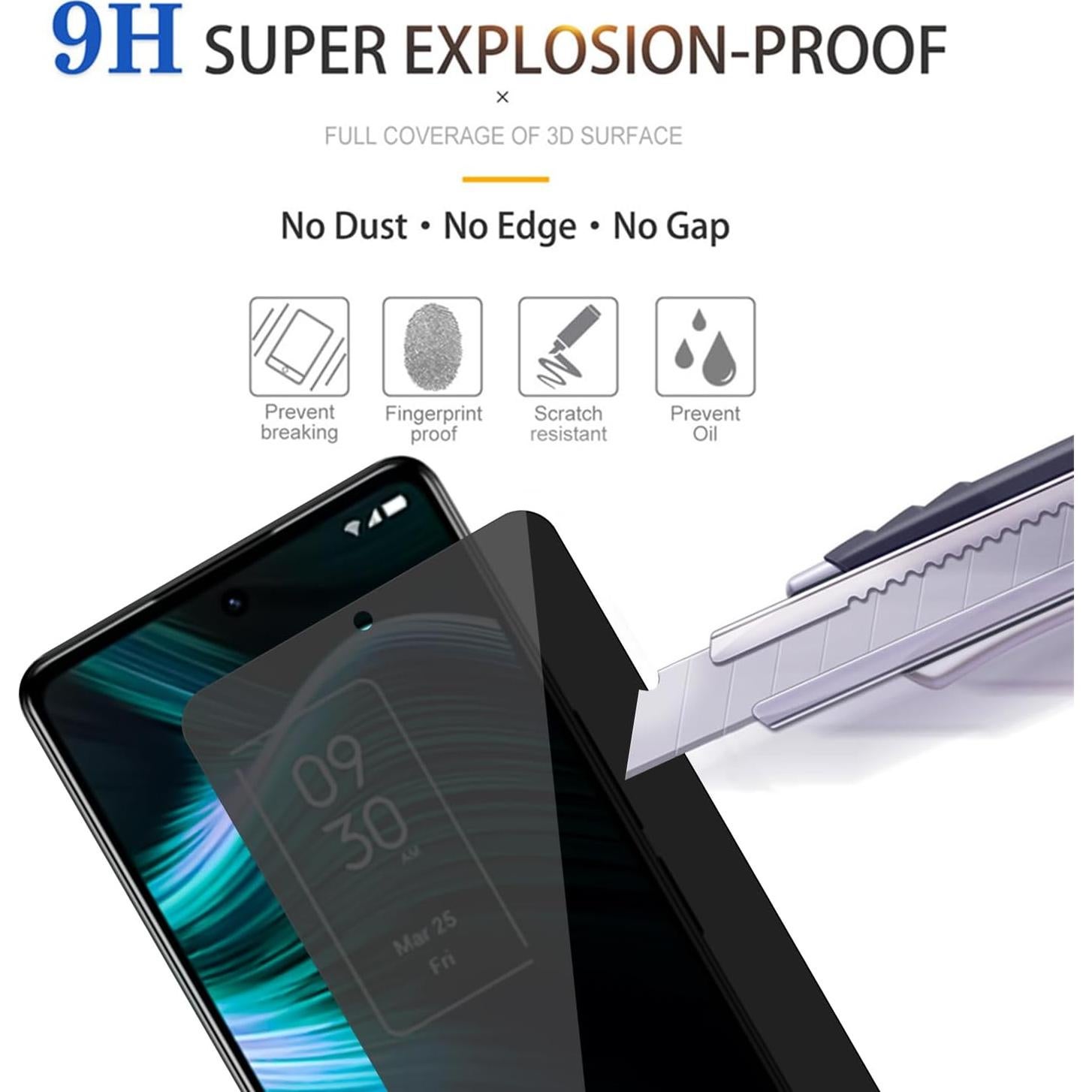 Paquete de 3 Protectores de Pantalla Privados Lokyoo para TCL Stylus 5G