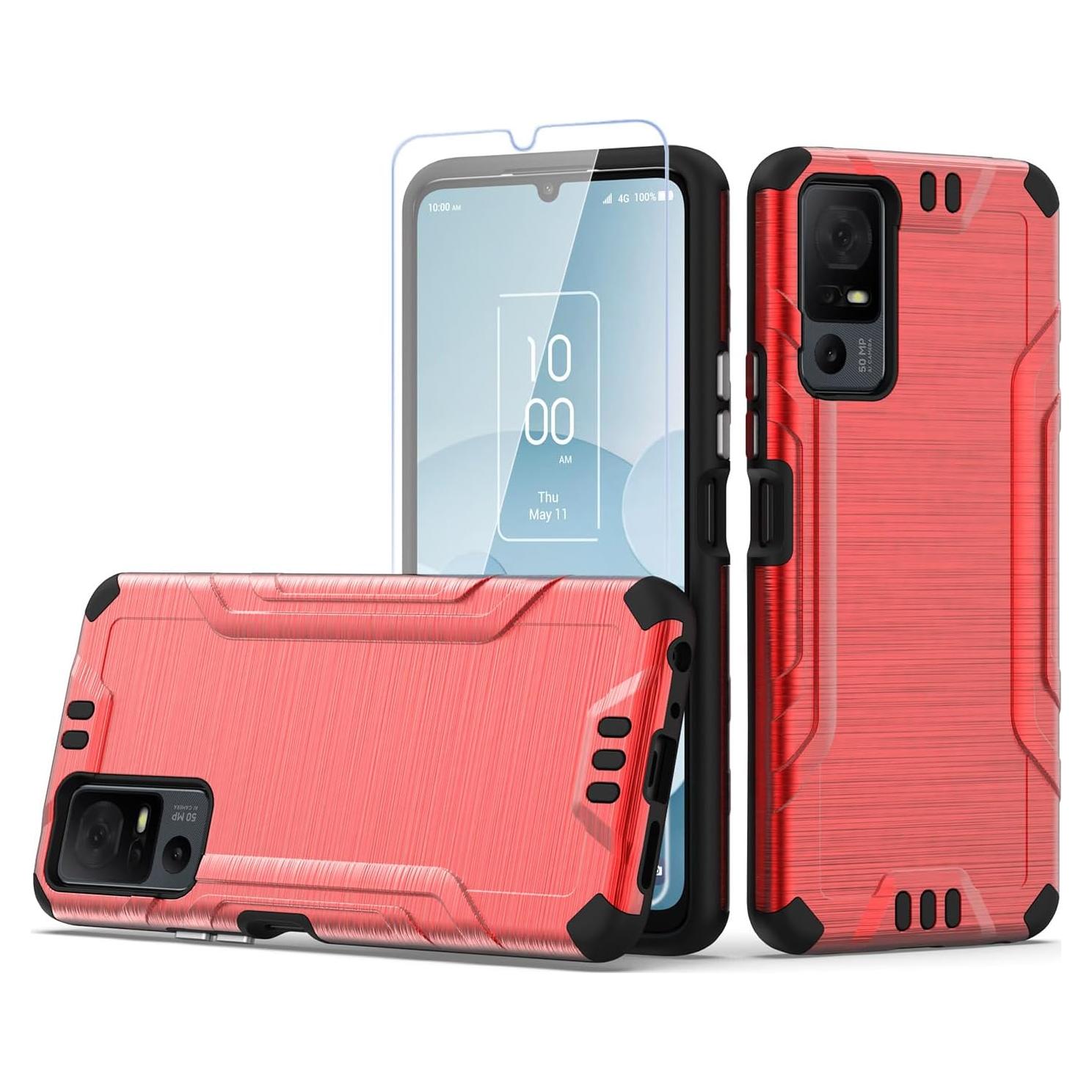 Funda HRWireless para TCL 40 XL Rojo + Templado Resistente