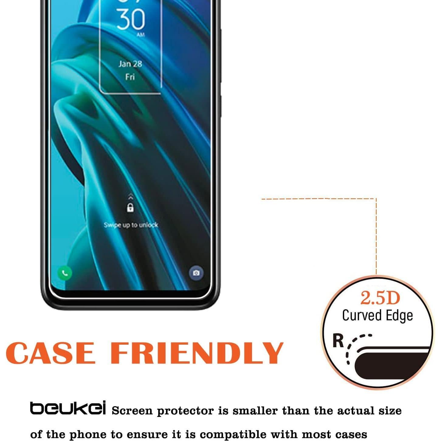 Protector de Pantalla Vidrio Templado Beukei para TCL 30 XE 5G - 3 Piezas