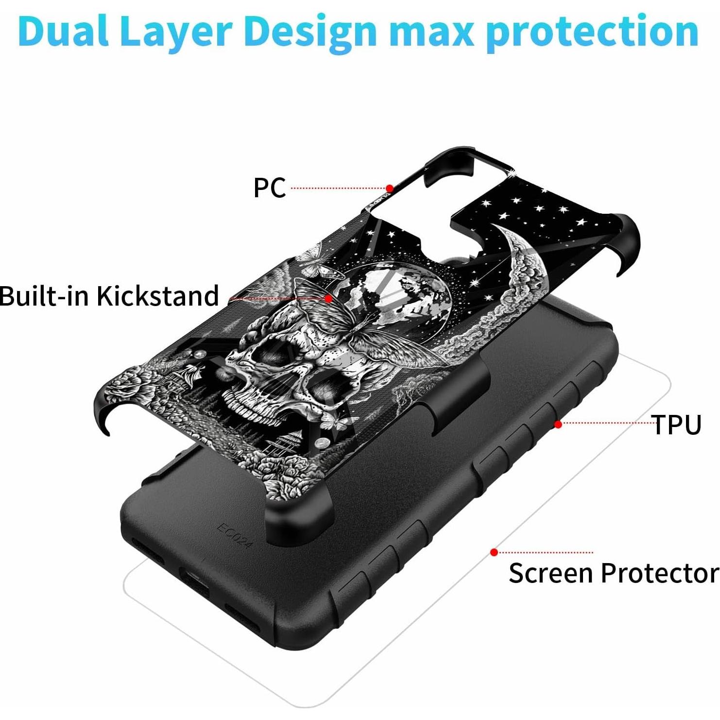 Funda Doble Capa Dikoer para TCL 30 V 5G con Protector
