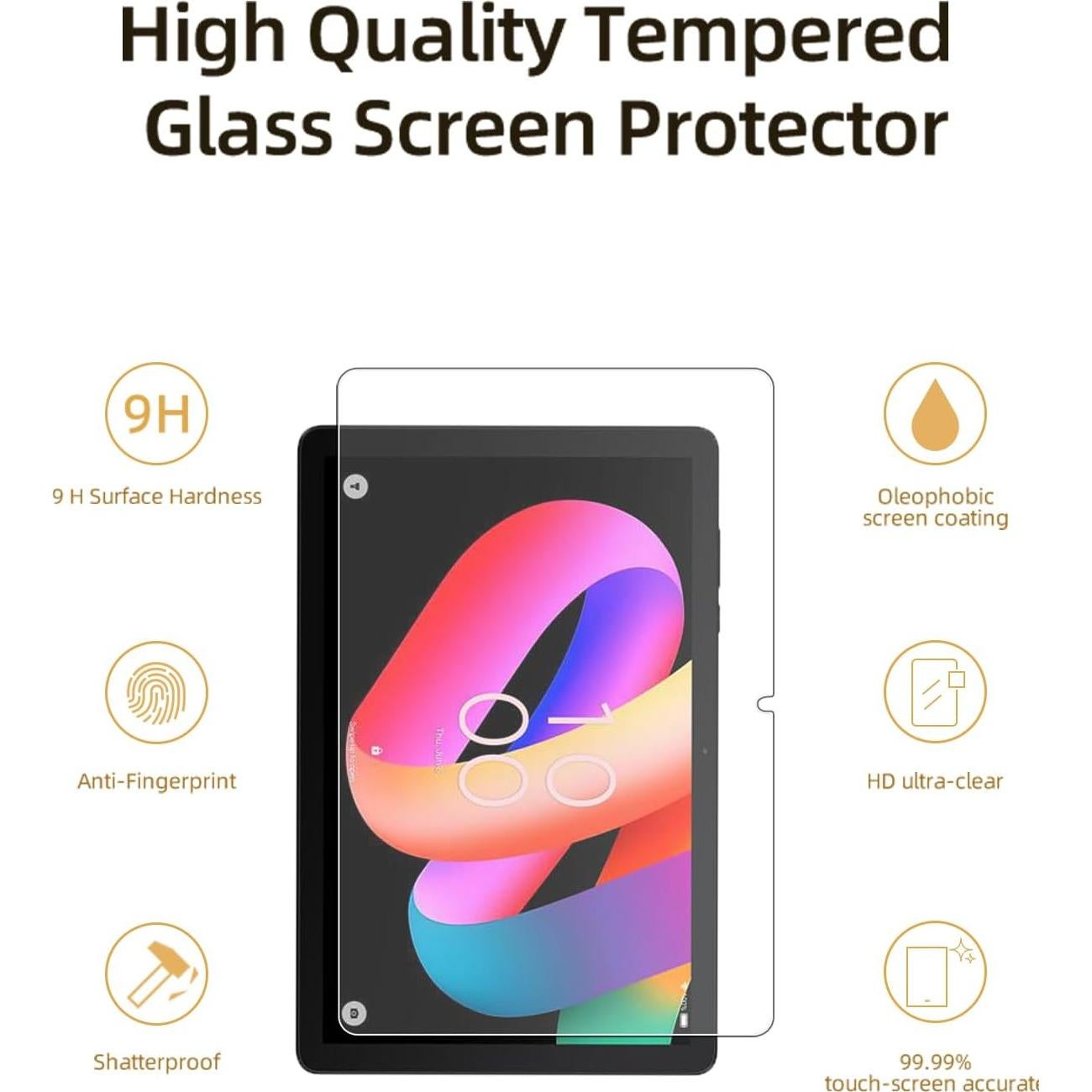 Protector de Pantalla WUNIAK para TCL TAB 10L Gen 3 10.1" Vidrio Templado 2 Pzas