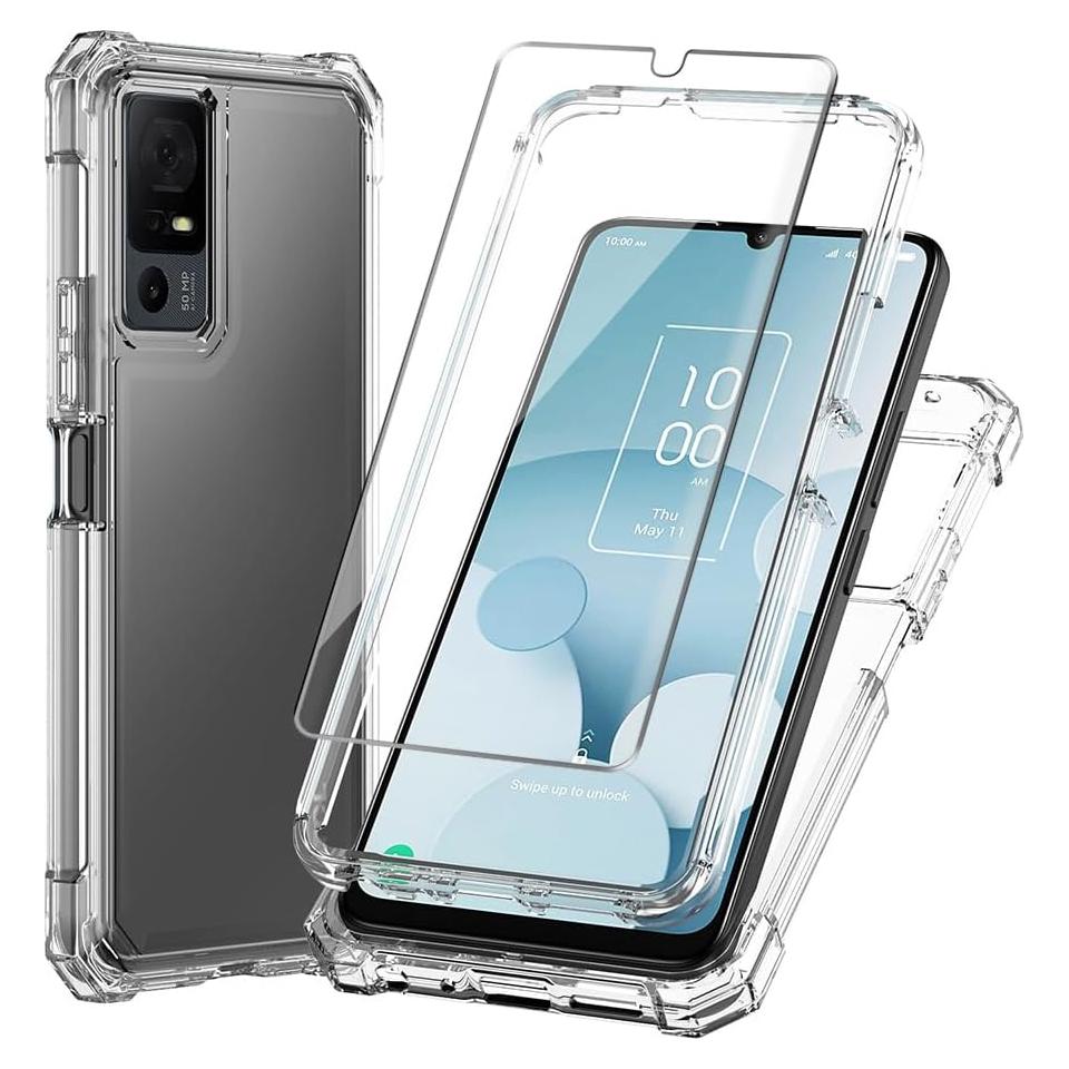 Funda híbrida clara para TCL 40 XL con protector de pantalla