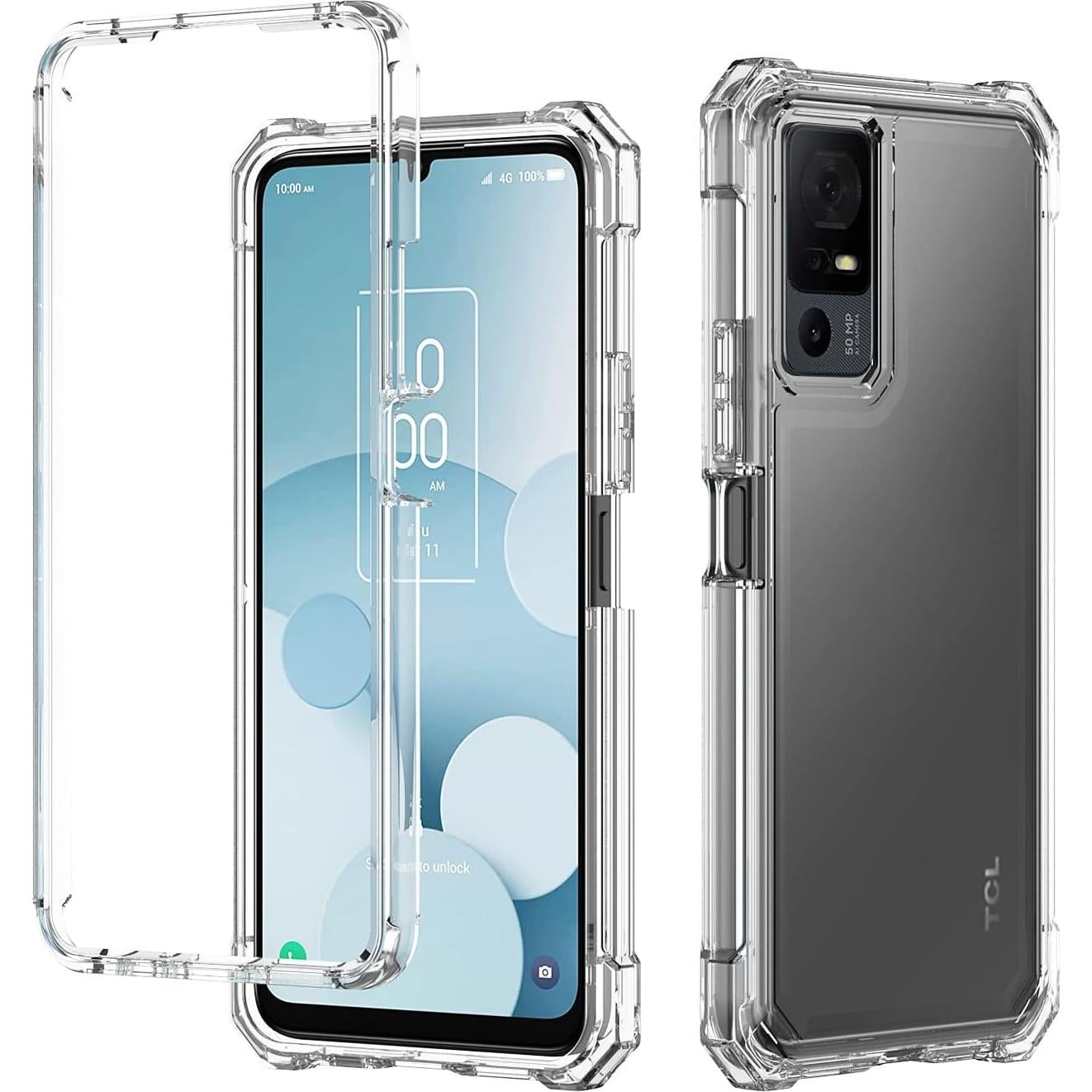 Funda híbrida clara para TCL 40 XL con protector de pantalla