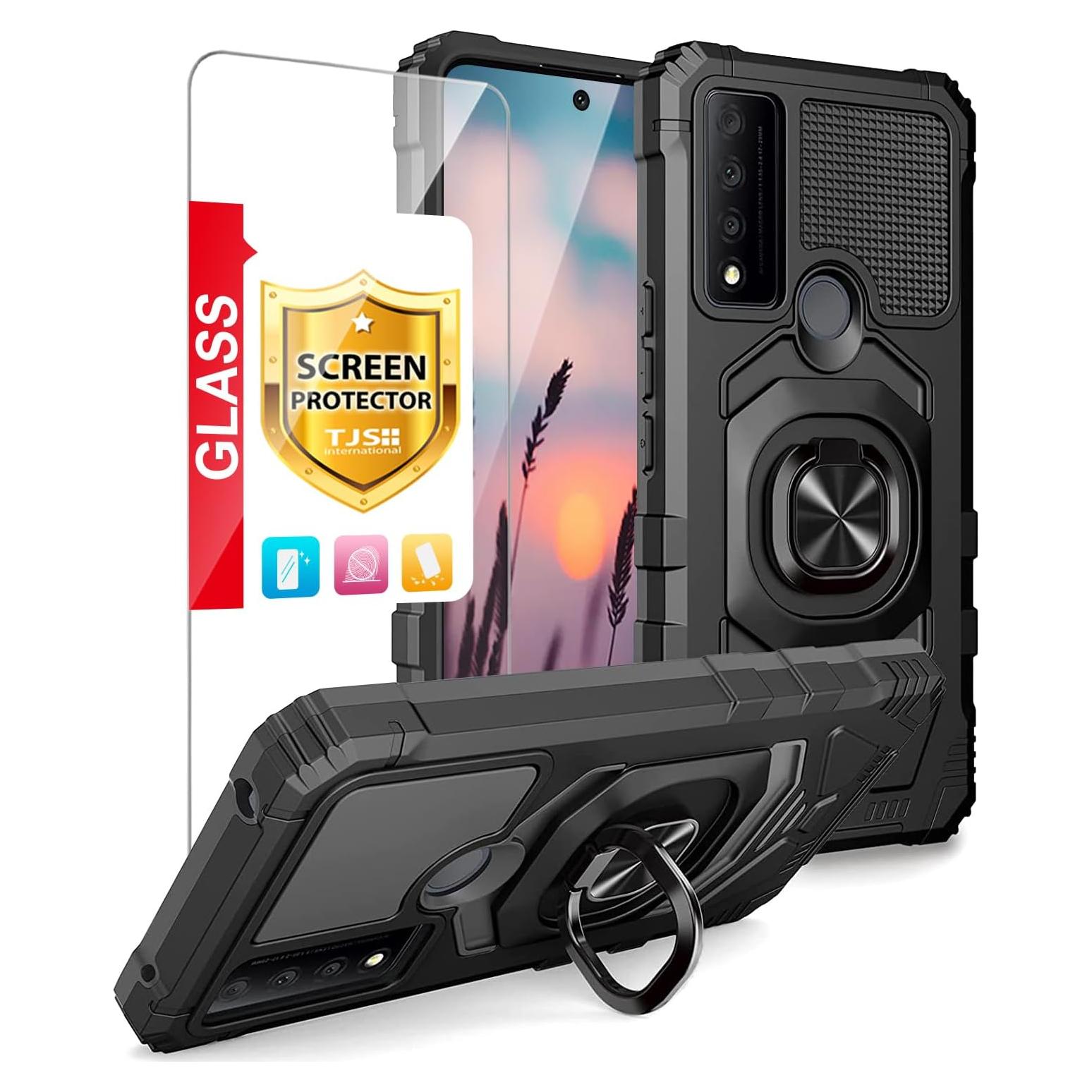 Funda TJS para TCL 30V 5G con Protector de Pantalla y Soporte