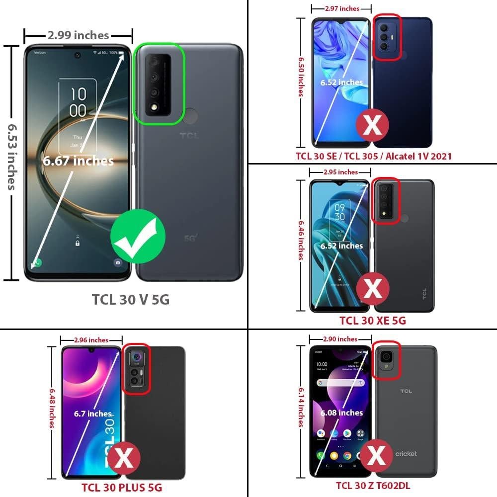 Funda TJS para TCL 30V 5G con Protector de Pantalla y Soporte