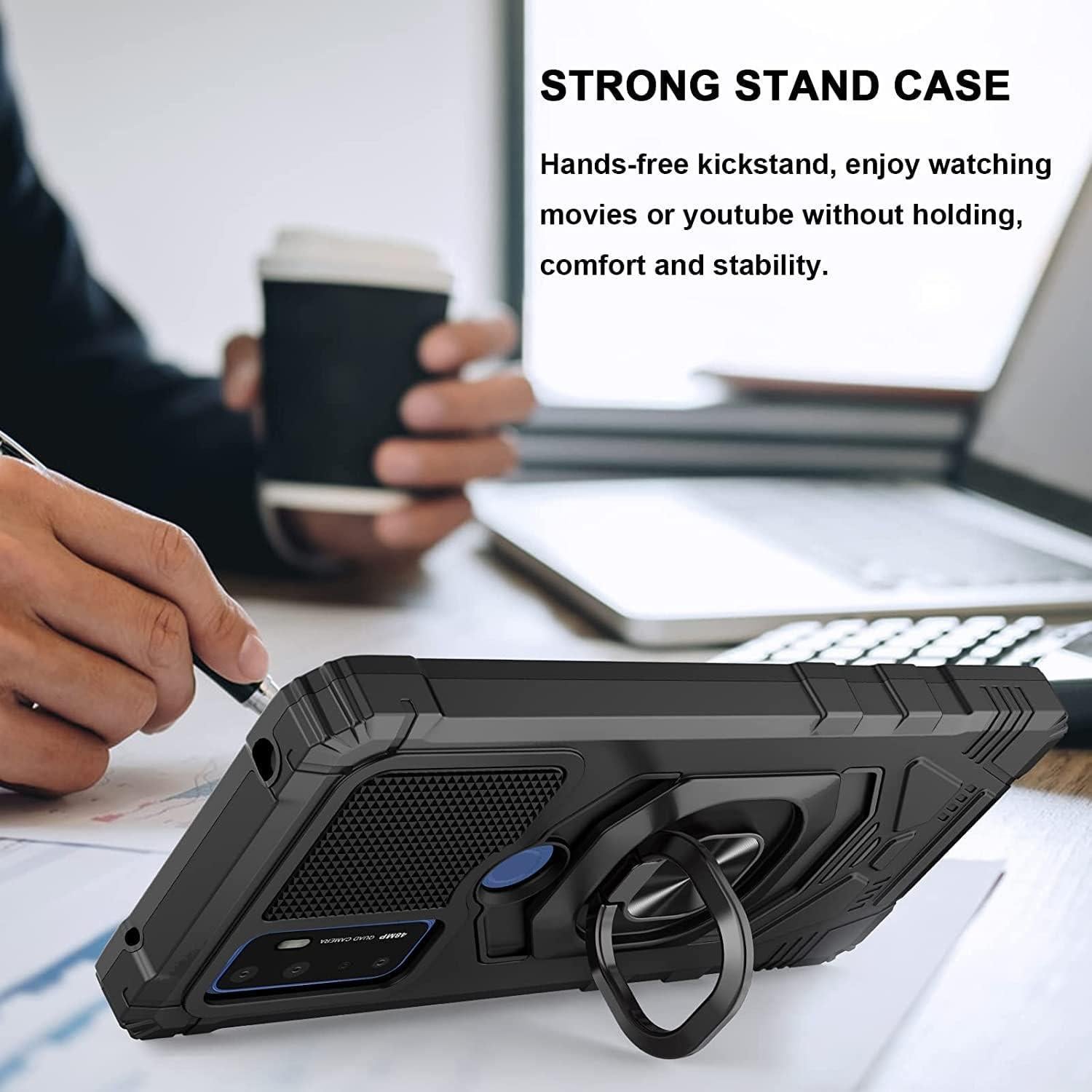 Funda TJS para TCL 30V 5G con Protector de Pantalla y Soporte