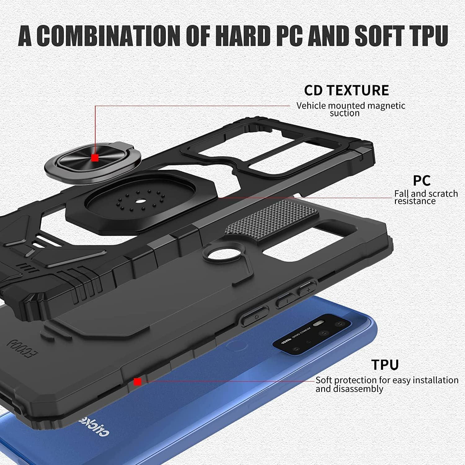 Funda TJS para TCL 30V 5G con Protector de Pantalla y Soporte