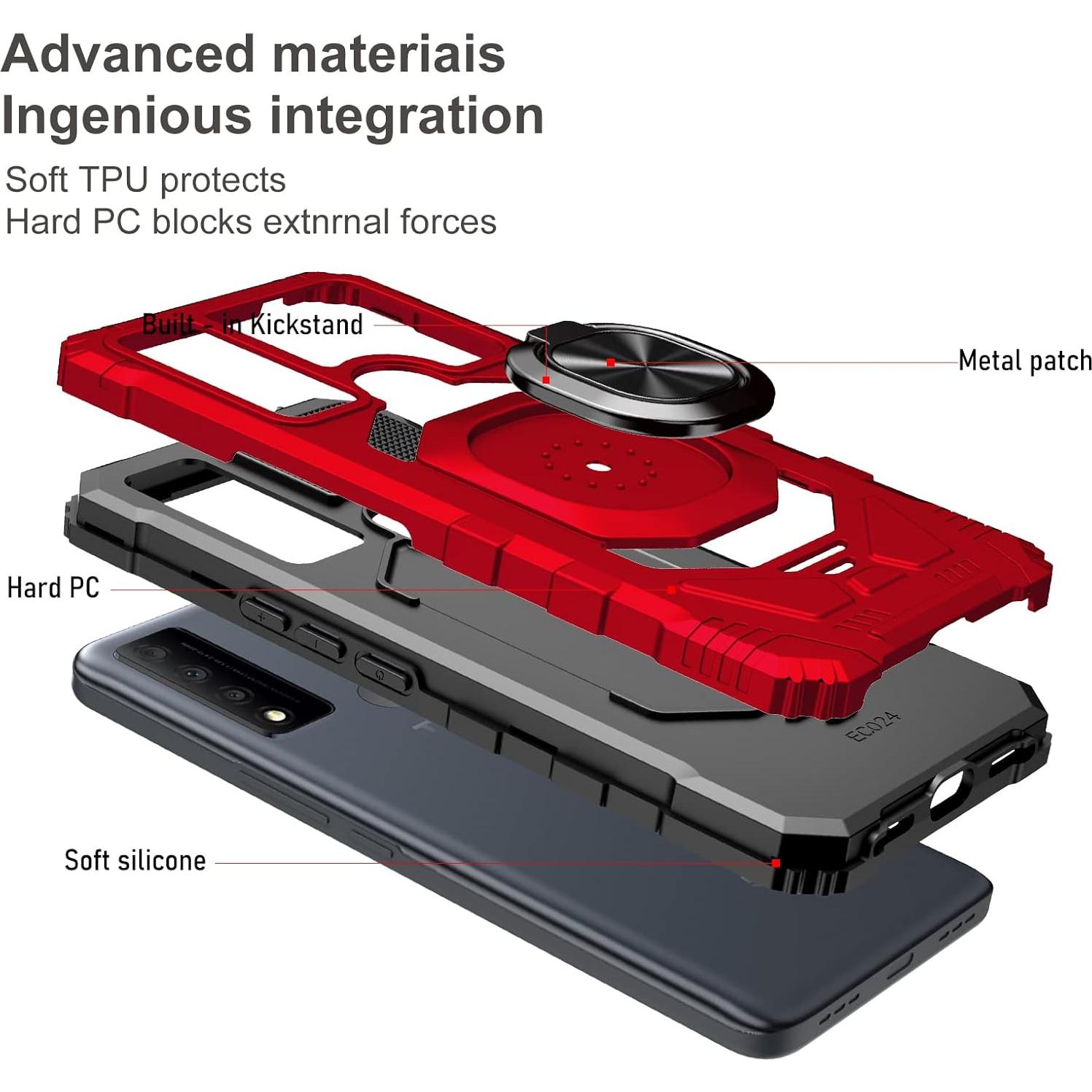 Funda Ailiber para TCL 30V con Protector de Pantalla Rojo