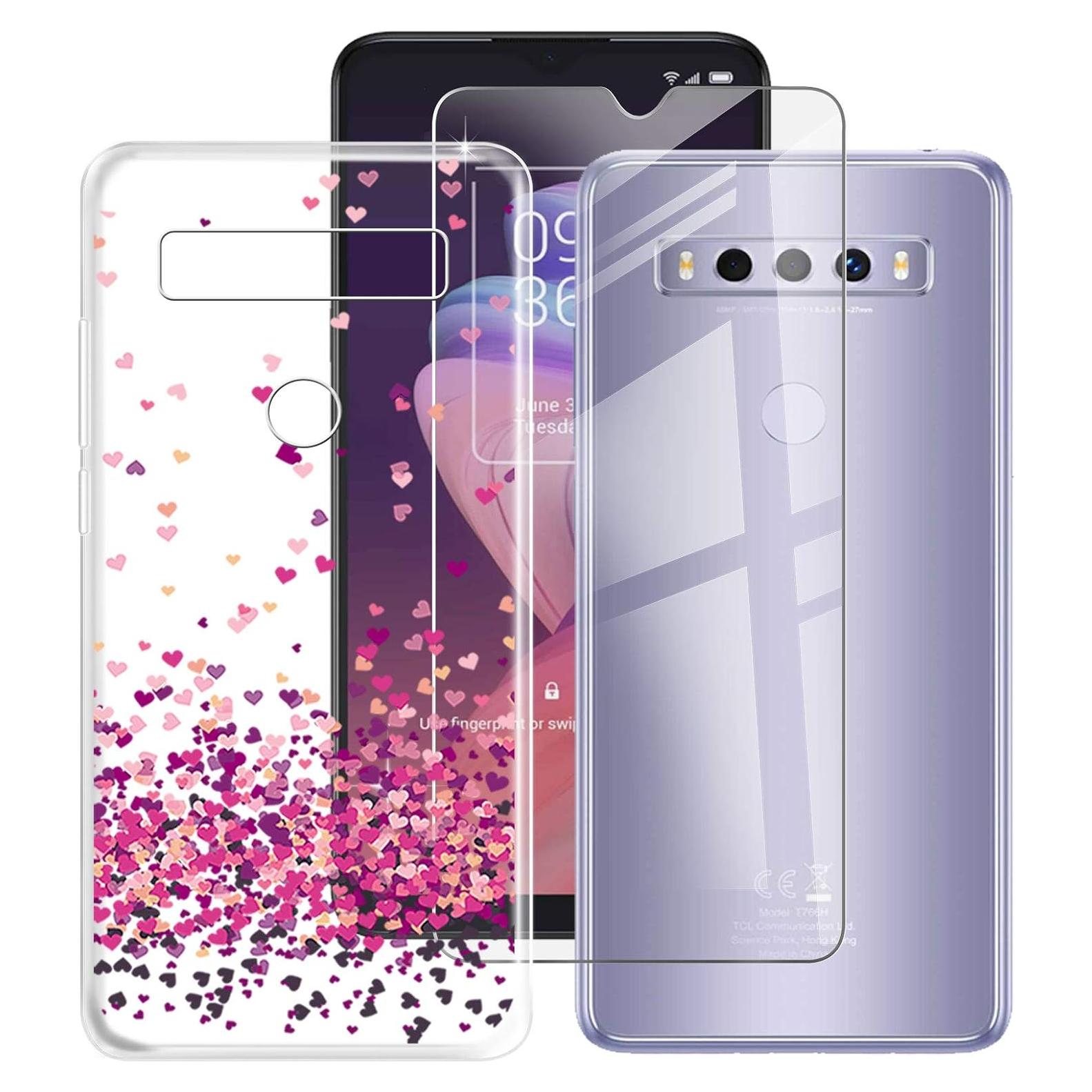 Funda y Protector de Pantalla para TCL 10 SE - Silicona TPU y Vidrio Templado