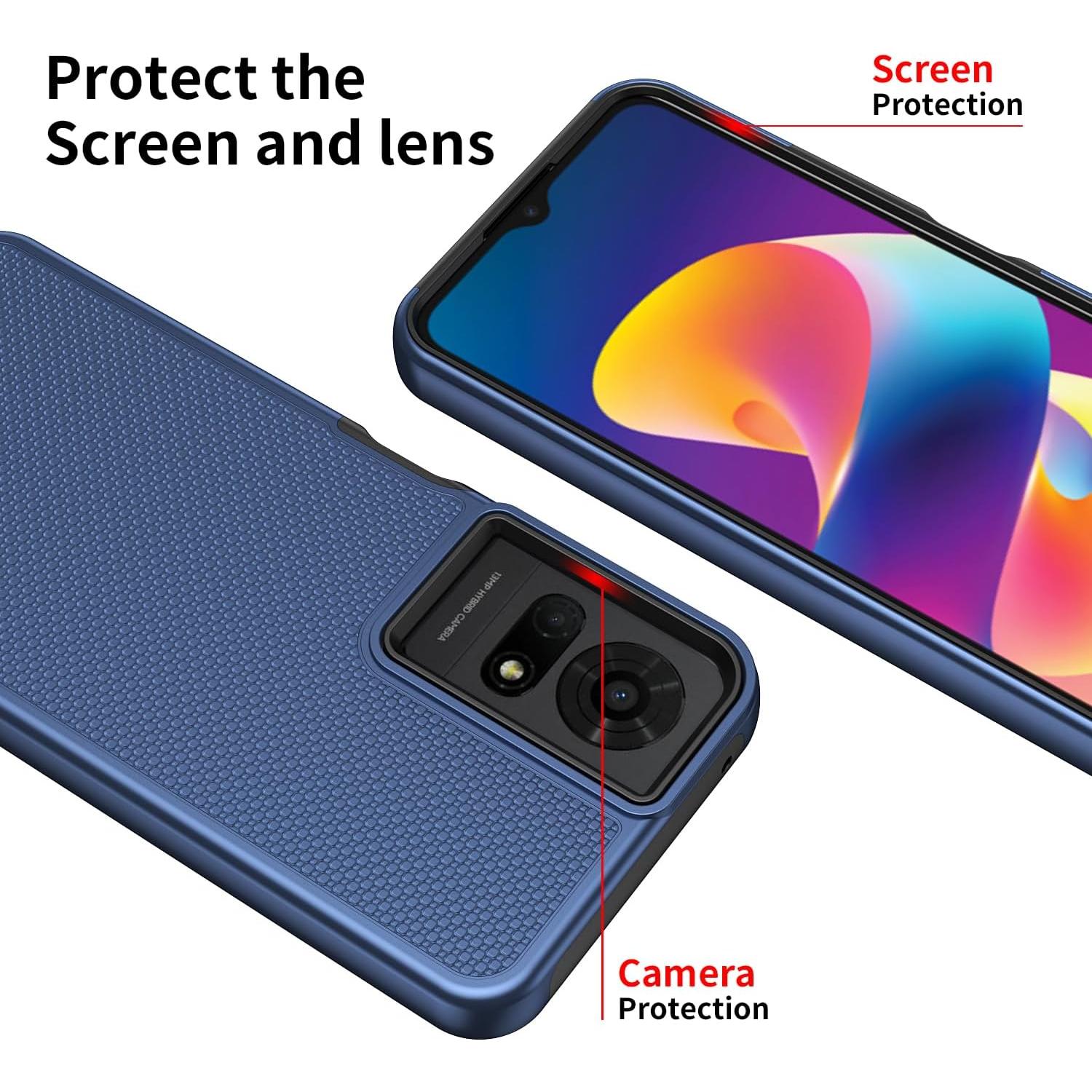 Funda Doble Capa TCL 50 LE/K23/K24 Azul con Protector