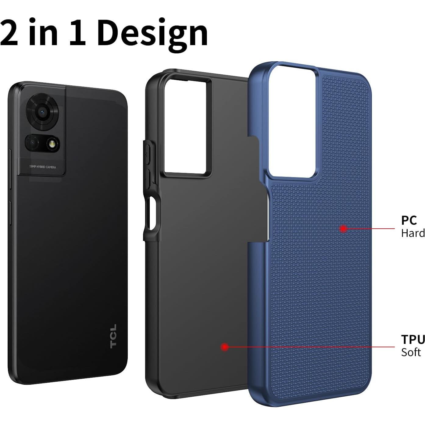 Funda Doble Capa TCL 50 LE/K23/K24 Azul con Protector