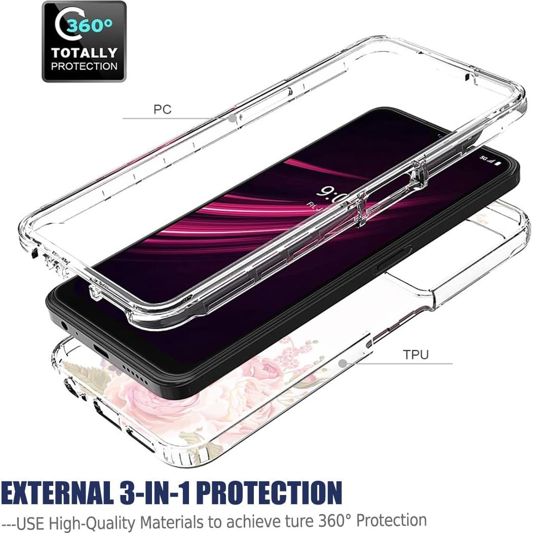 Funda Protectora Floral para T-Mobile Revvl V+ 5G con Vidrio Templado