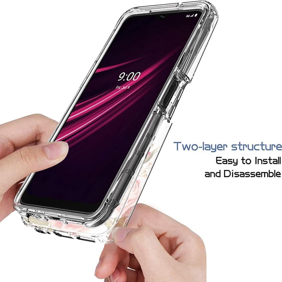 Funda Protectora Floral para T-Mobile Revvl V+ 5G con Vidrio Templado